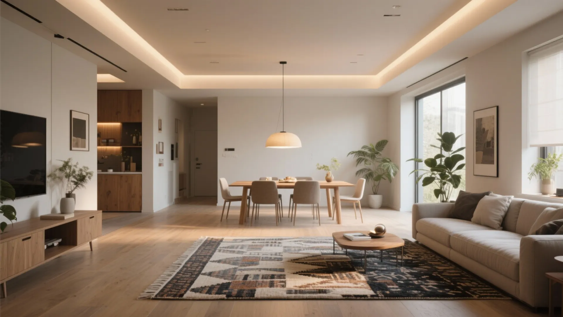 5) Material Zoning: Rugs, Lighting, and Ceiling Lines