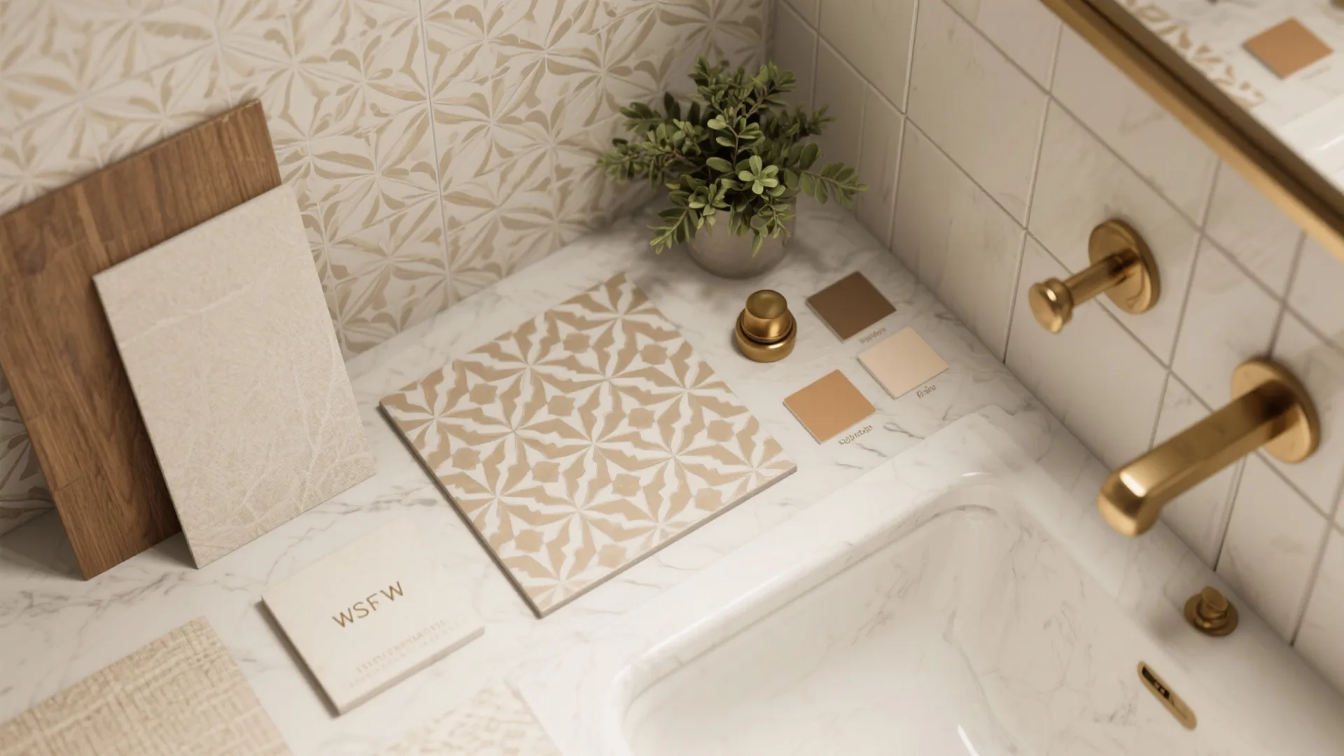 5. Make materials do the heavy lifting: tiles, wallpaper, and coordinated fixtures