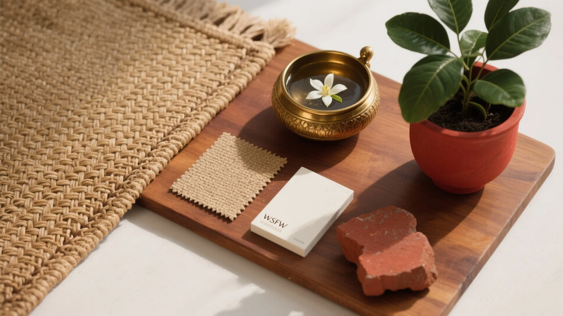 4) Cane, coir, and a touch of brass