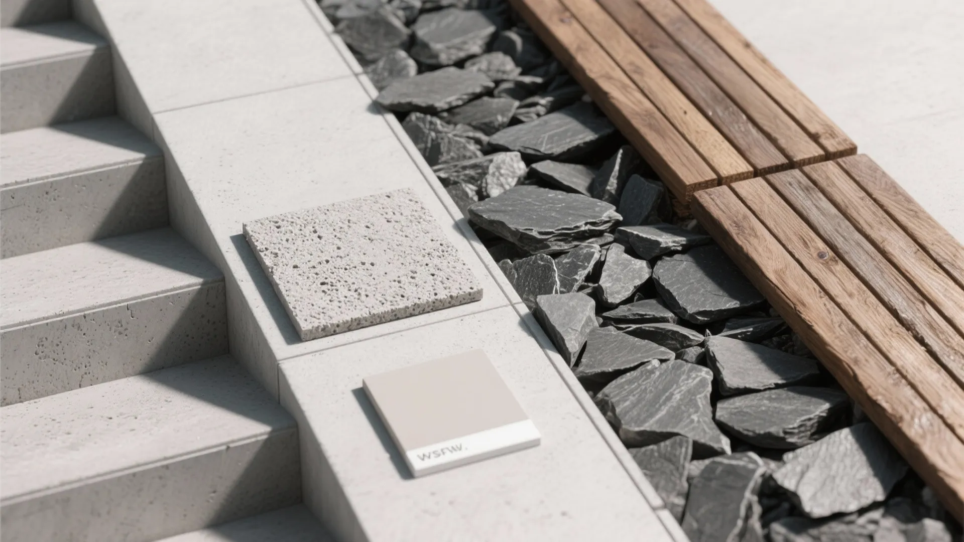 Layered Materials for a Textured Outside Staircase Wall