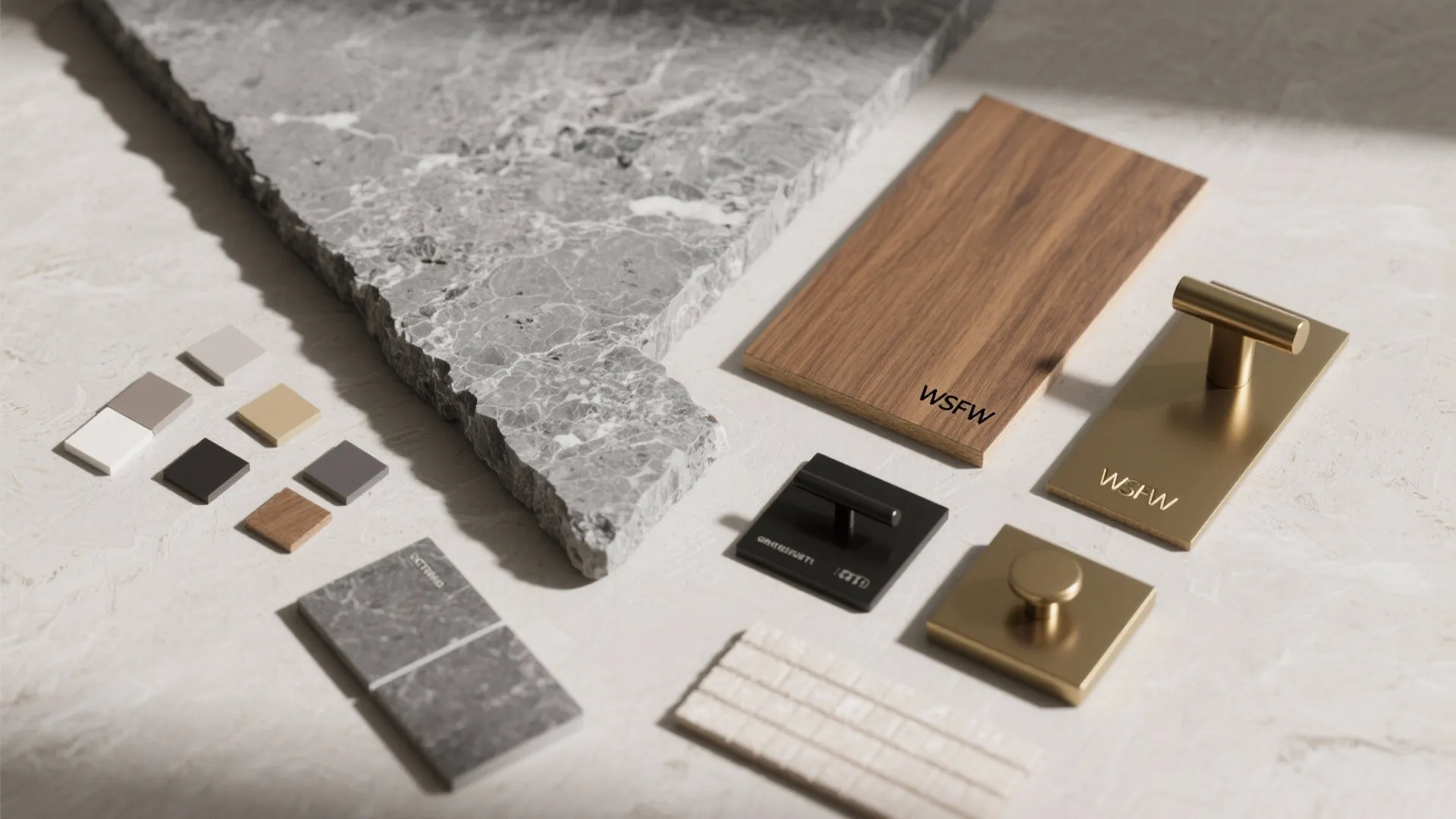 5. Mix granite with warm woods and matte metals