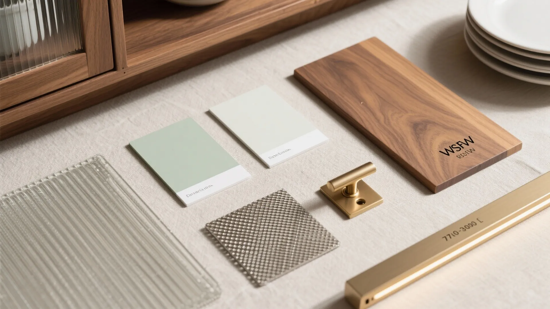 Mixed materials, color, and lighting for a curated display