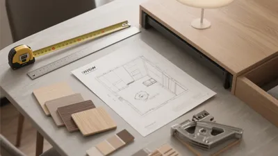 Home Office Design Planning with Material Samples