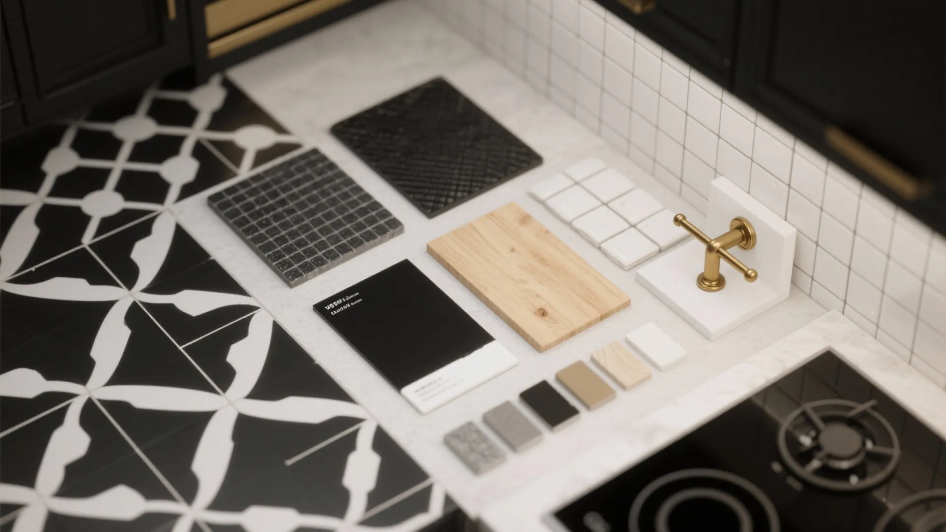 5. Mix matte black with pattern and tile to add personality