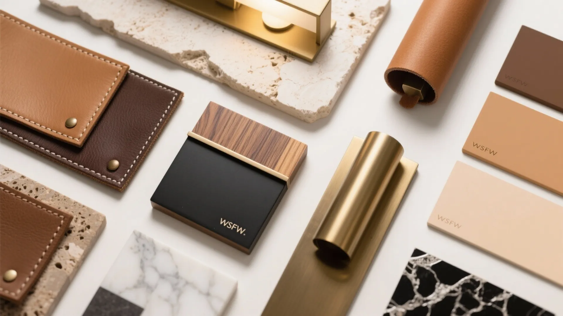 4) Mixed materials: stone, leather, and wood accents