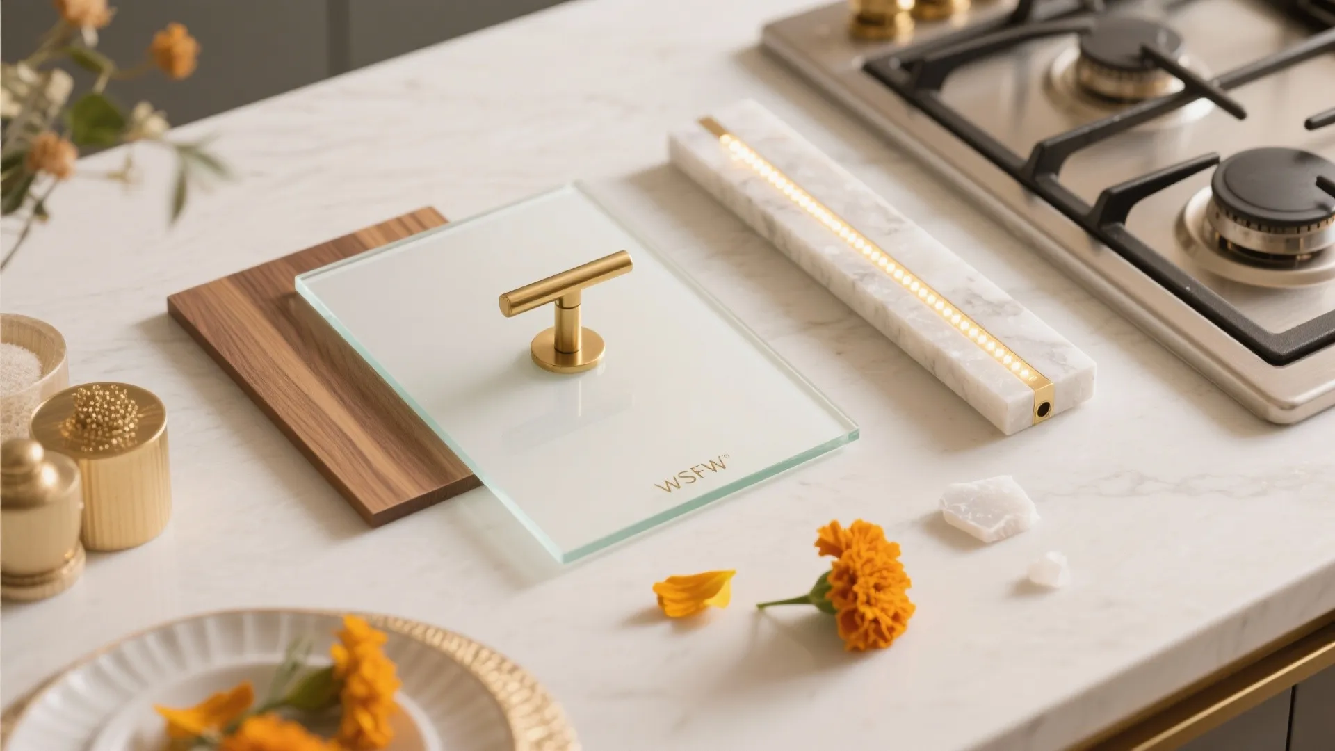 Glass backsplash for light and easy cleanup