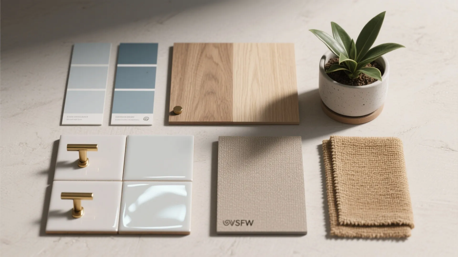 3. Pair light gray blue with warm materials and reflective finishes