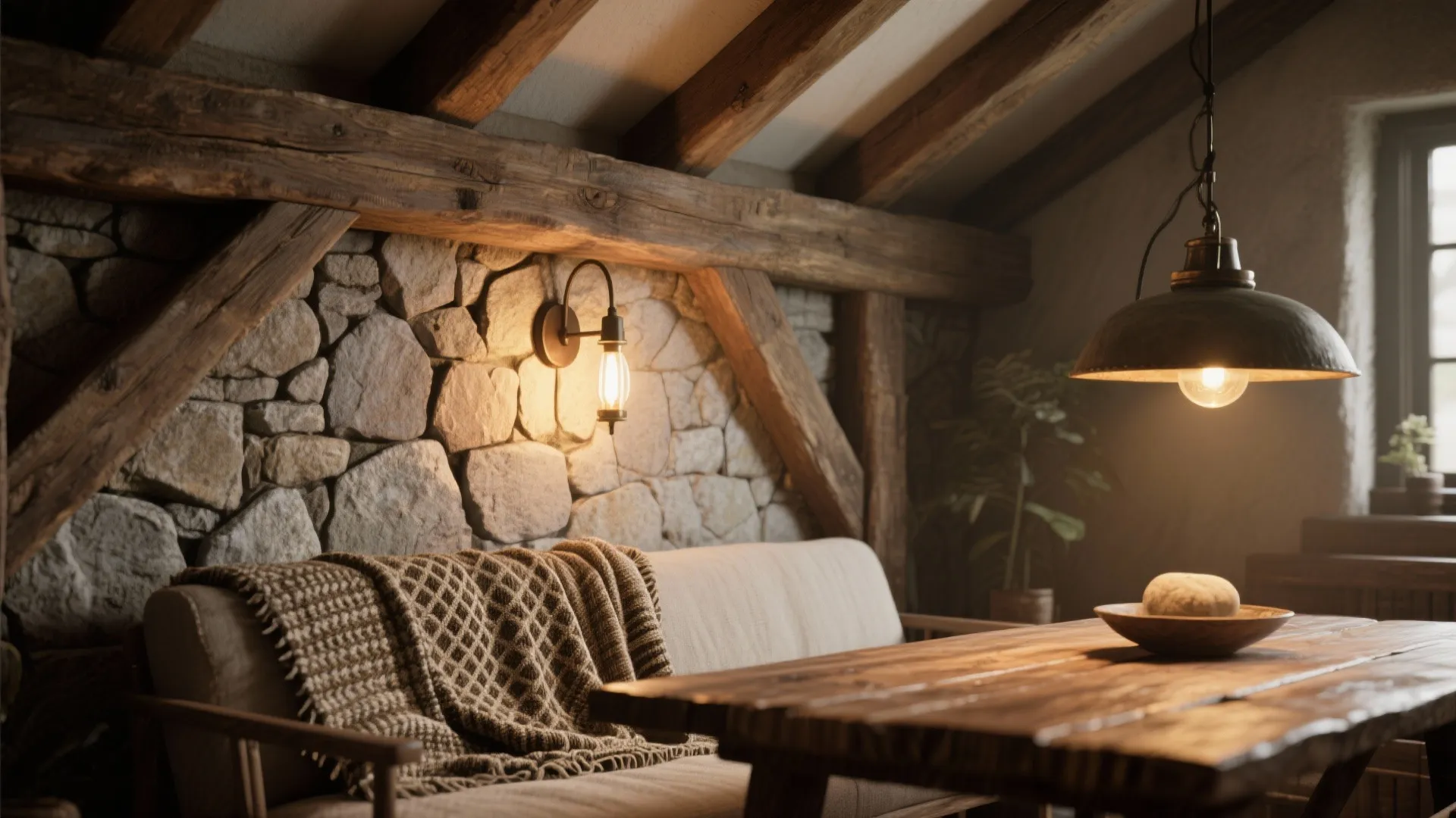 4. Natural materials and layered lighting