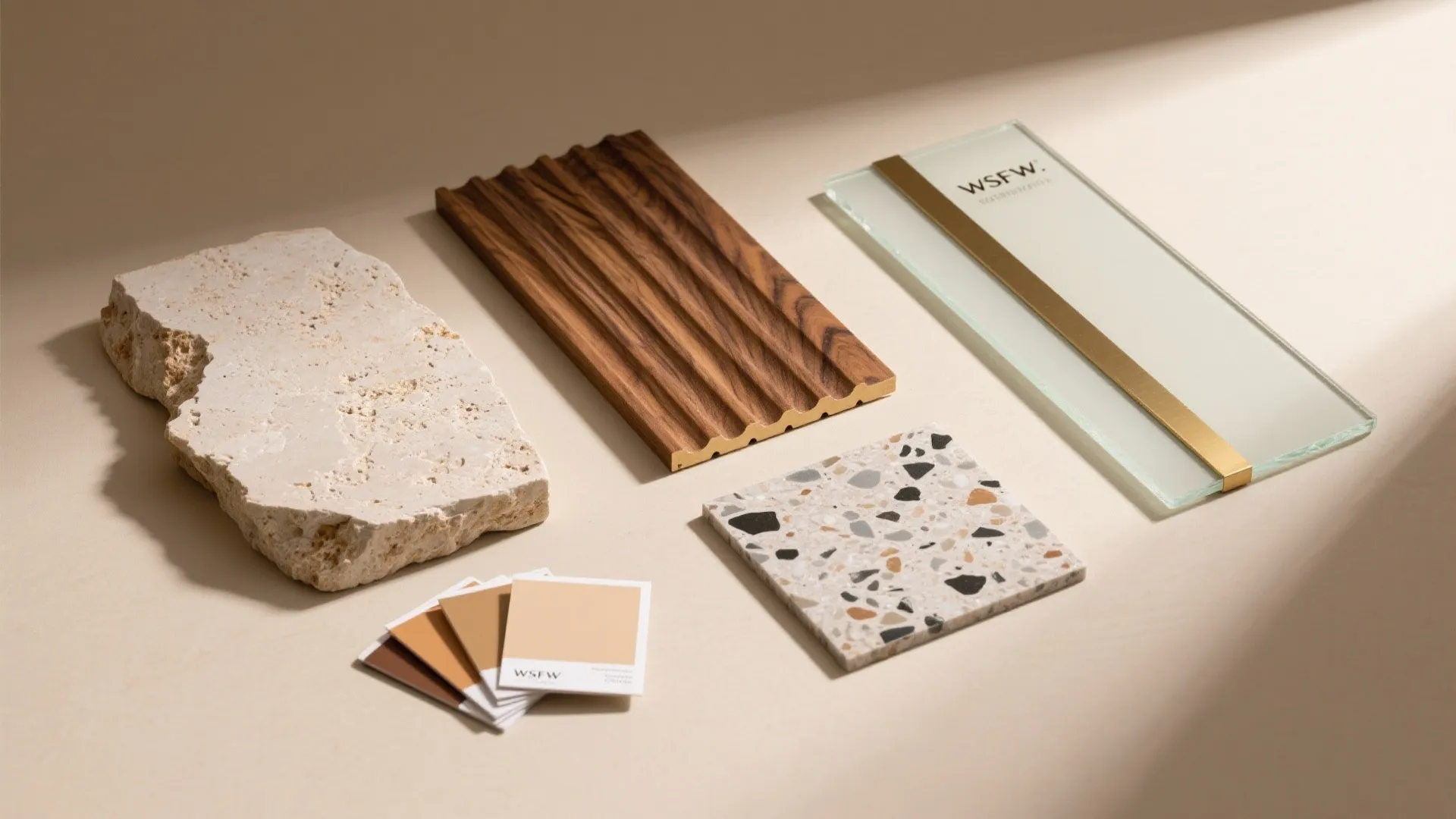 Materials that speak: stone, wood, and brushed metal