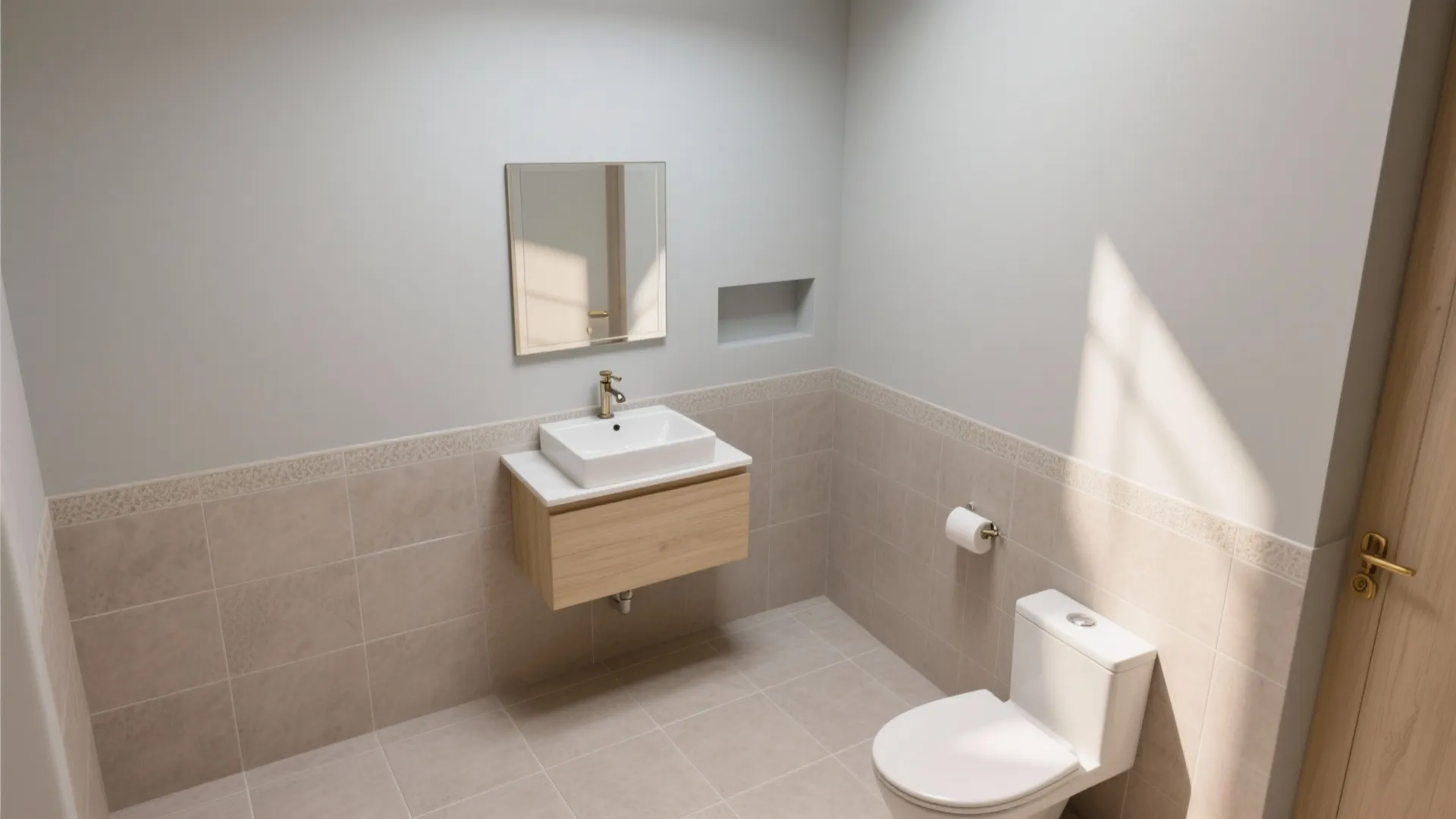 Matte Anti-Skid Neutrals for Small Indian Bathrooms