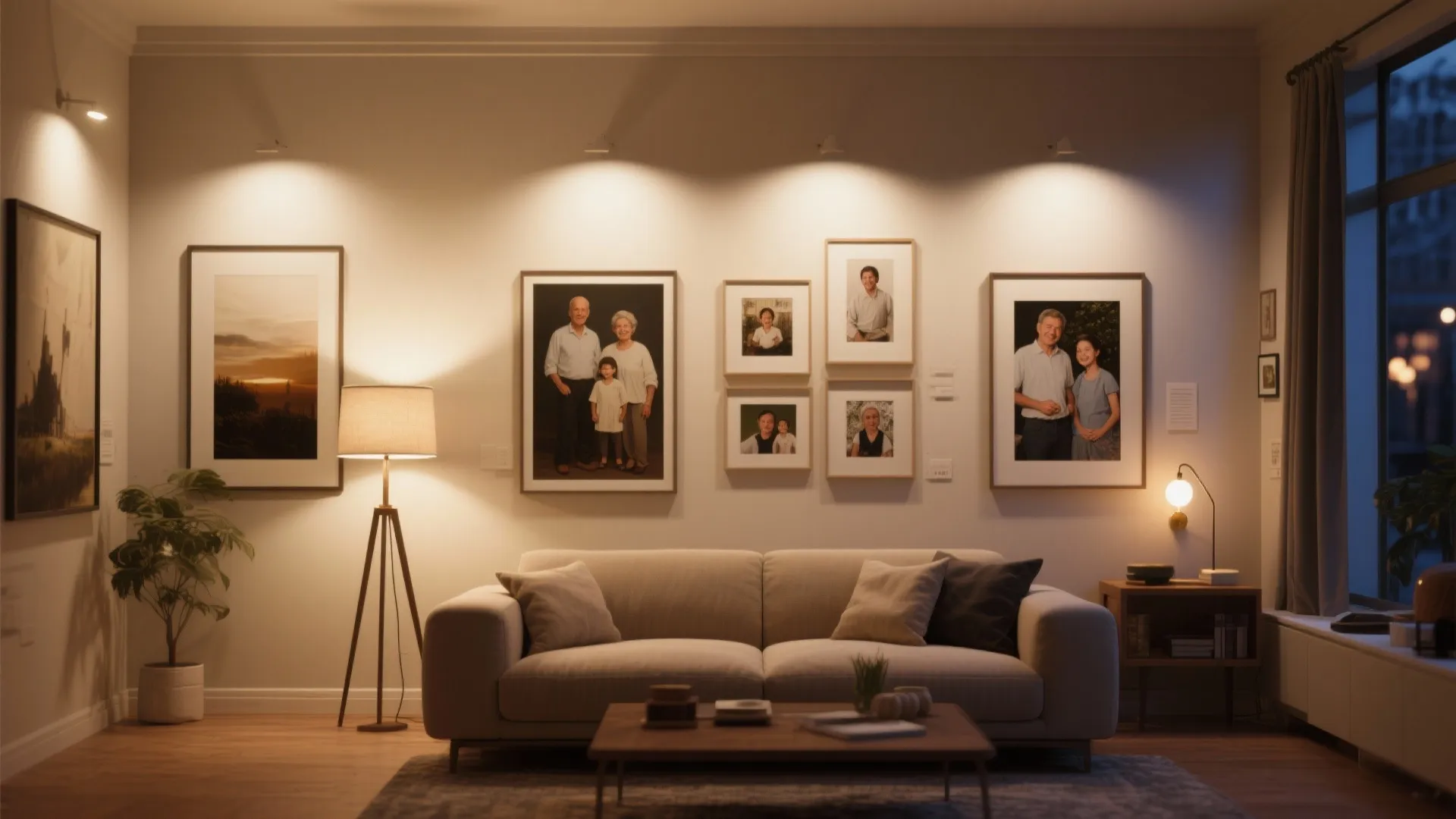 5. Matte Beige and Strategic Lighting