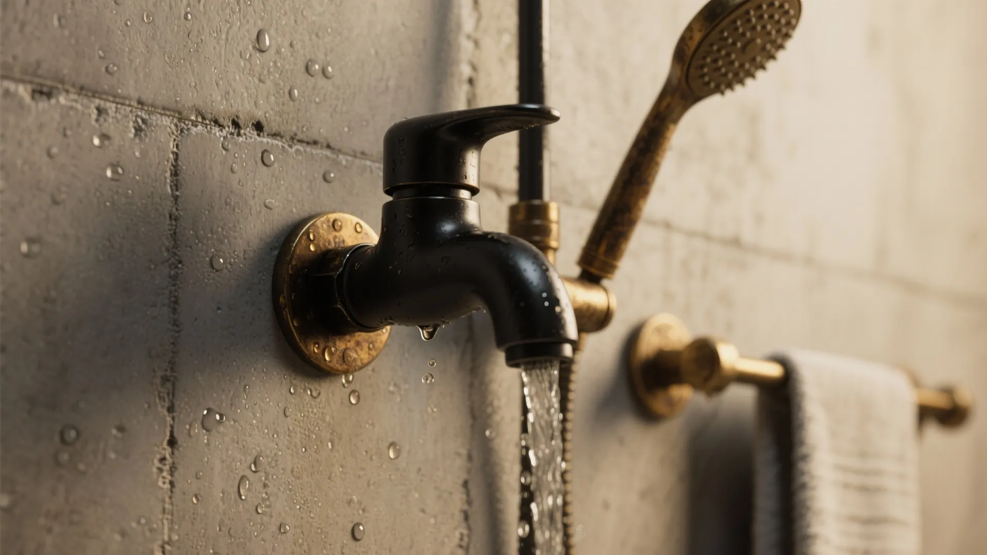 2. Matte black fixtures and aged metals