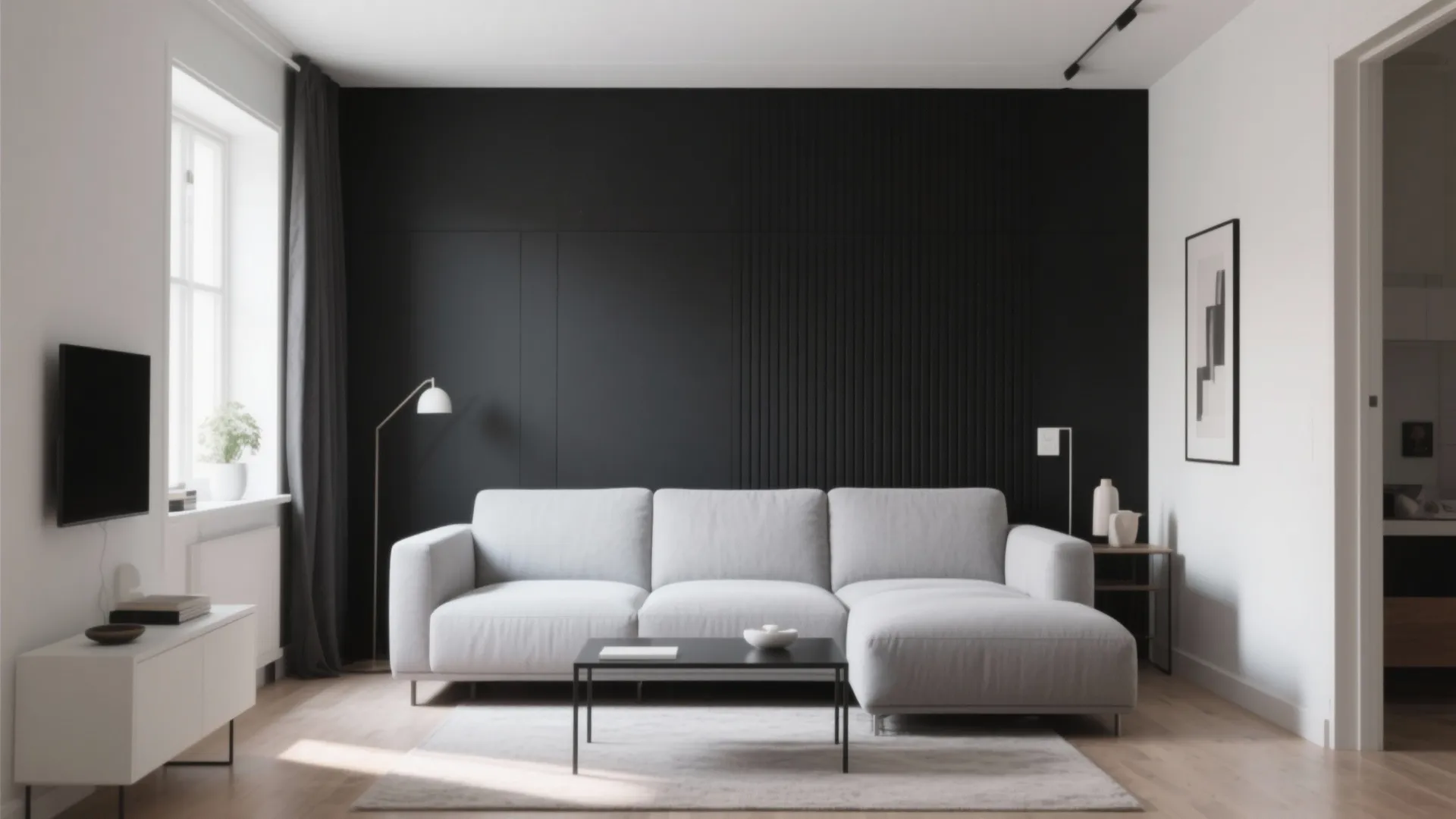 1. Matte Black Accent Wall