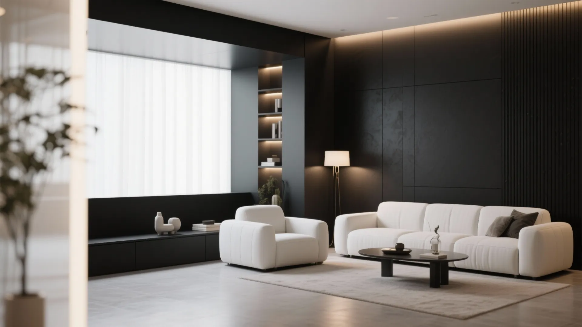 2. Matte Black Accent Wall