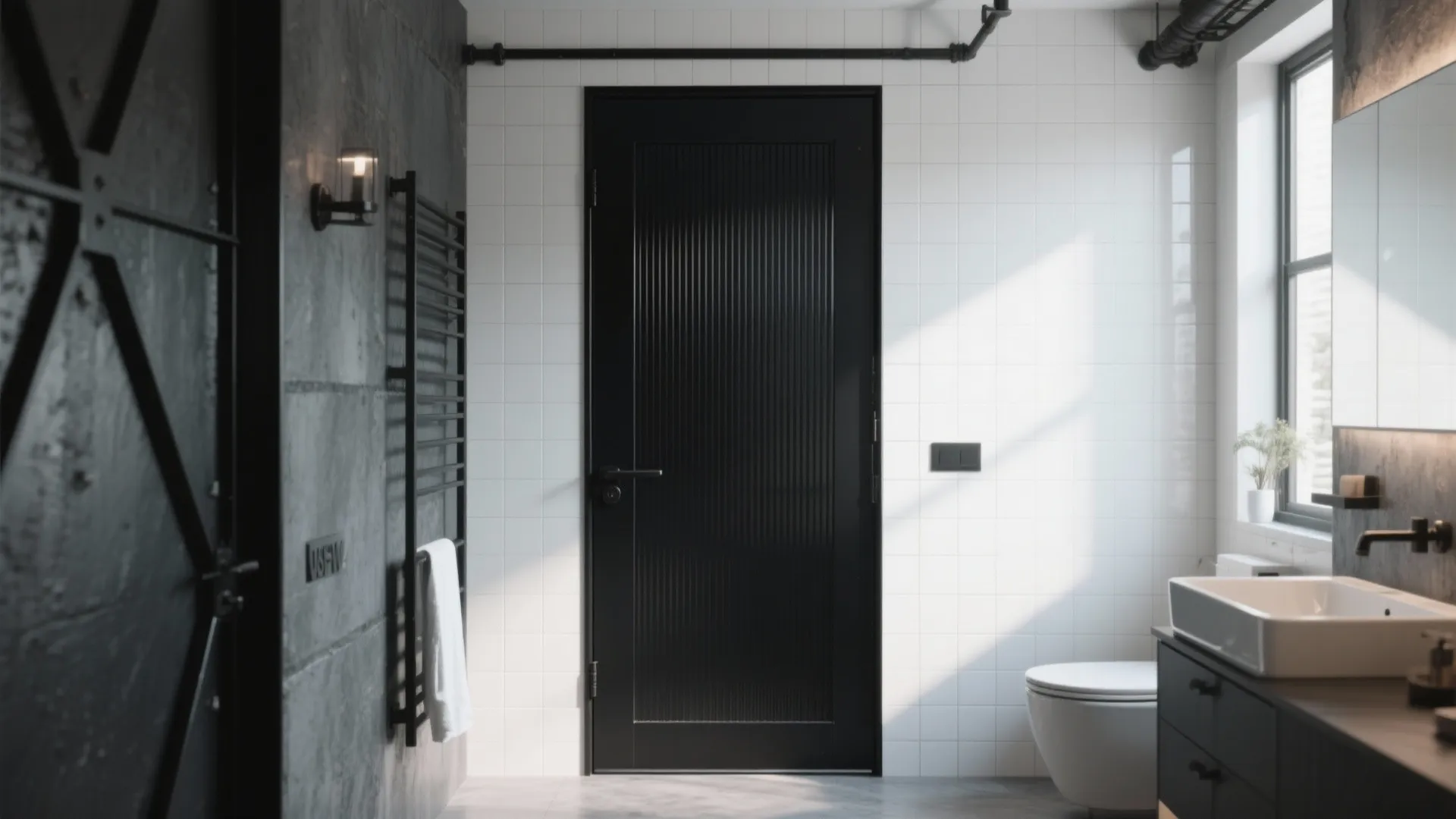 Full-Height Matte Black Aluminium Door