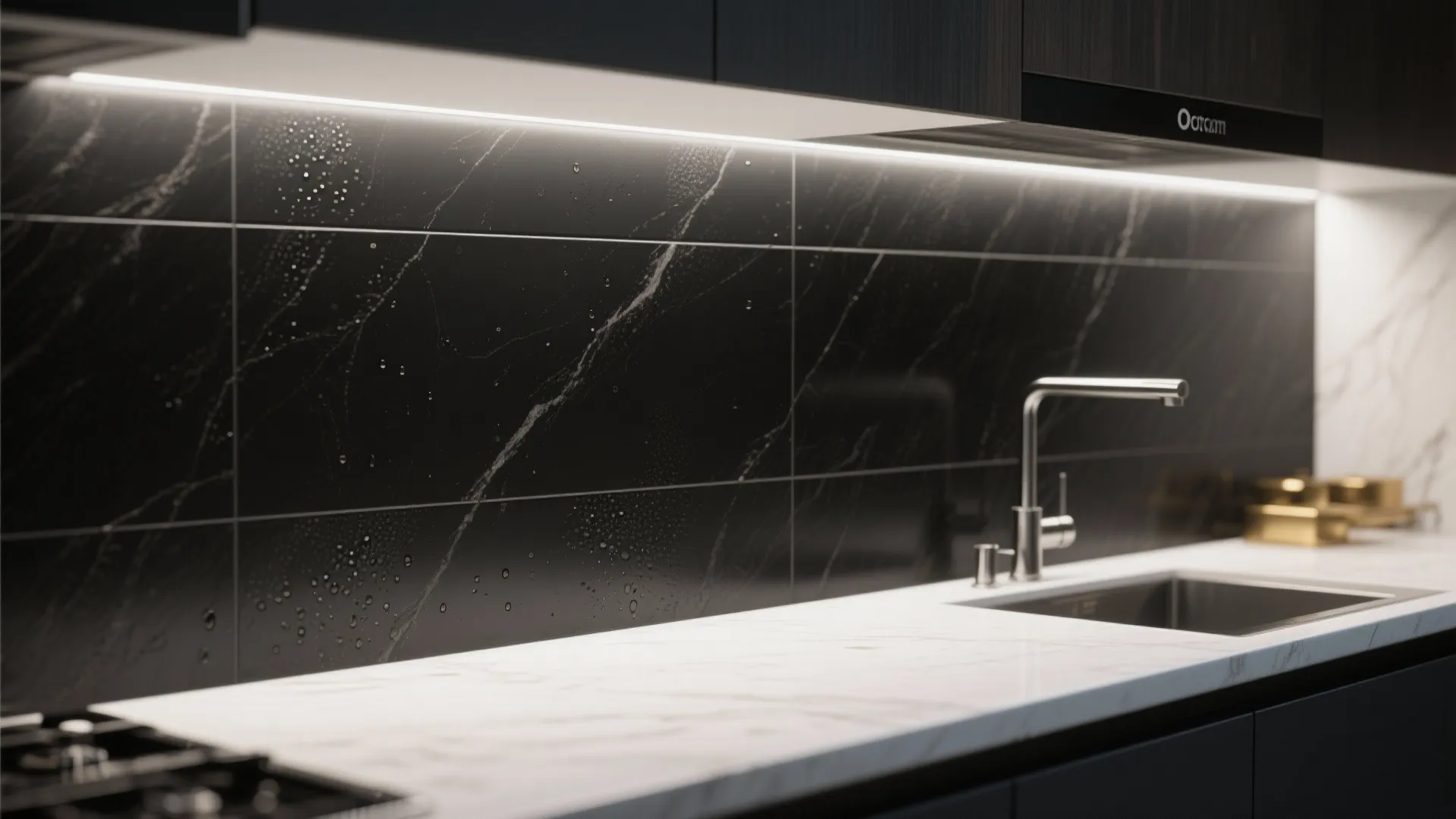 3. Matte Black Slab or Tiles