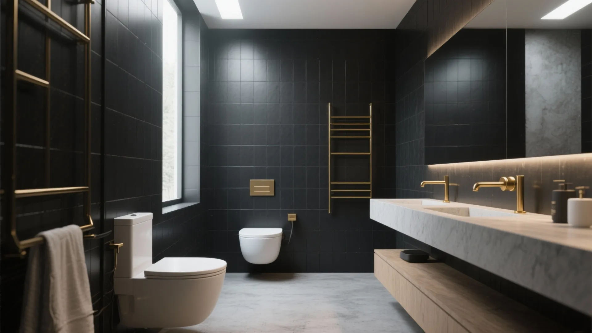 1. Matte Black Tiles
