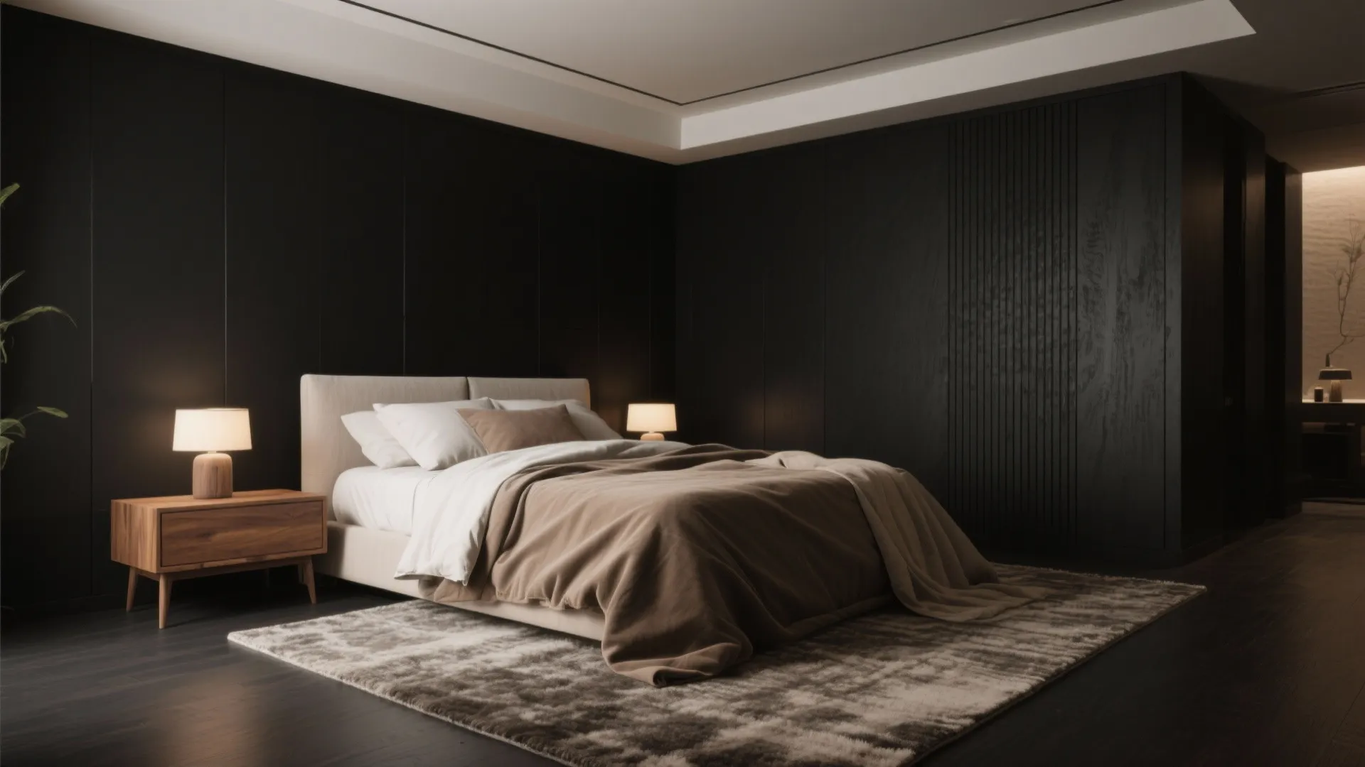 1. All-over matte black for a cozy cocoon