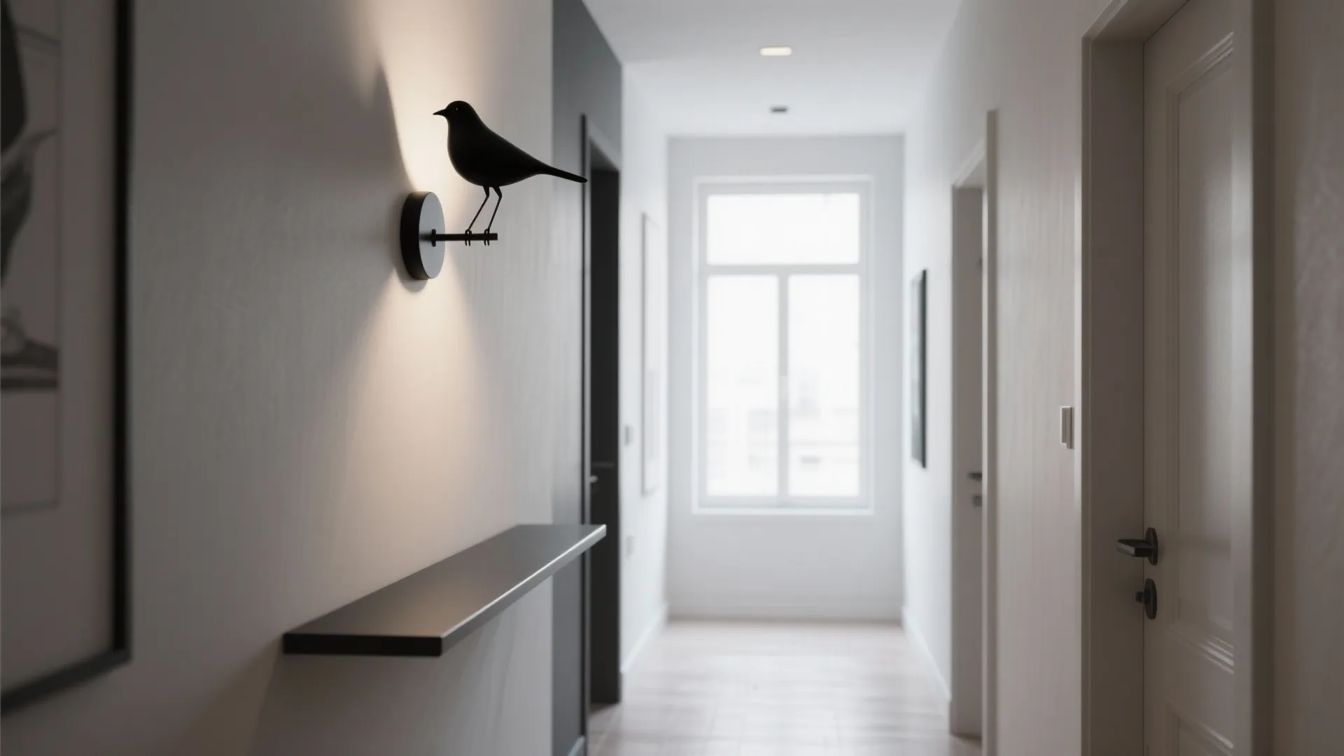 2. Matte Black Minimalist Bird Light