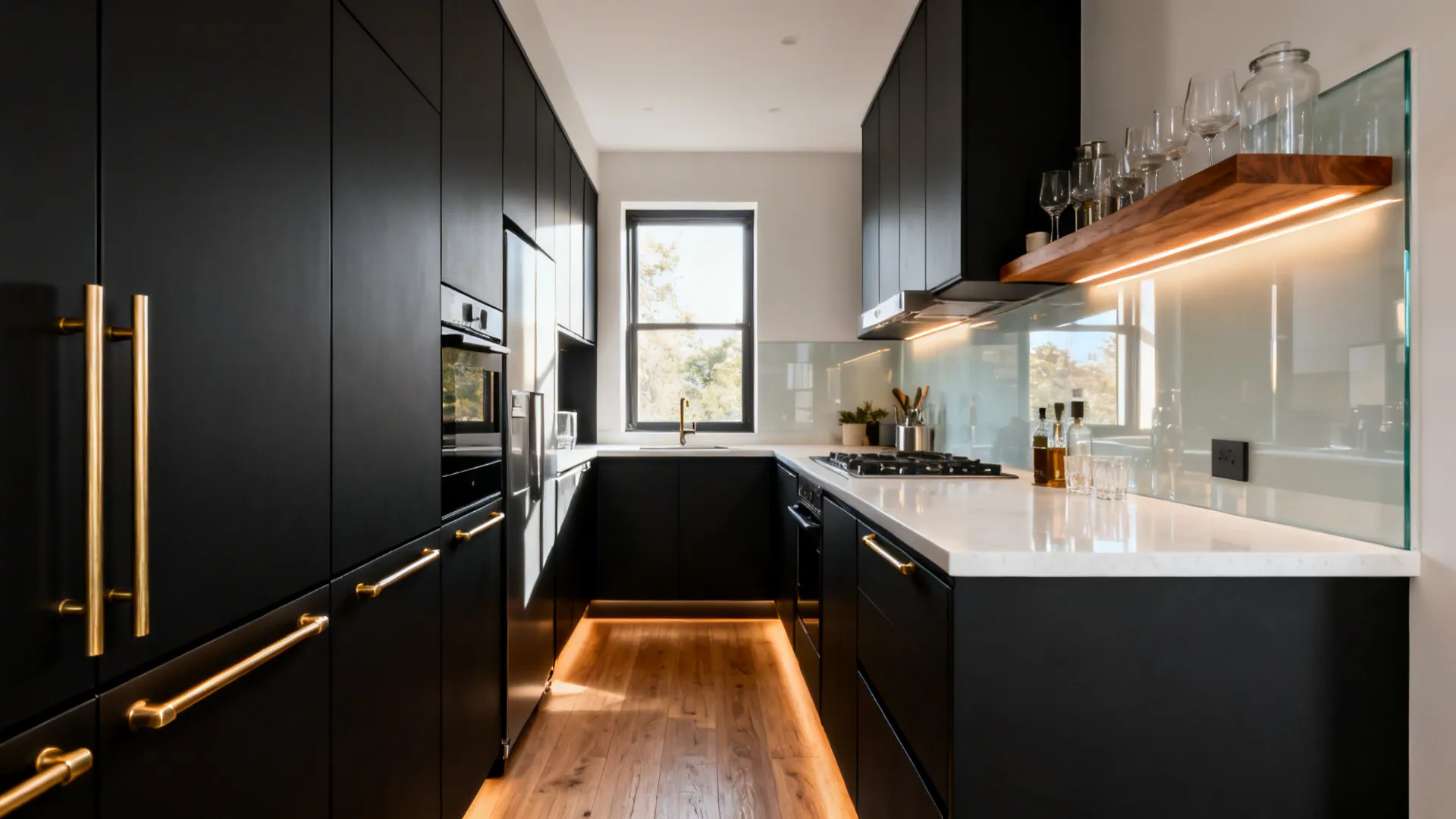 Matte Black with Warm Metal Accents