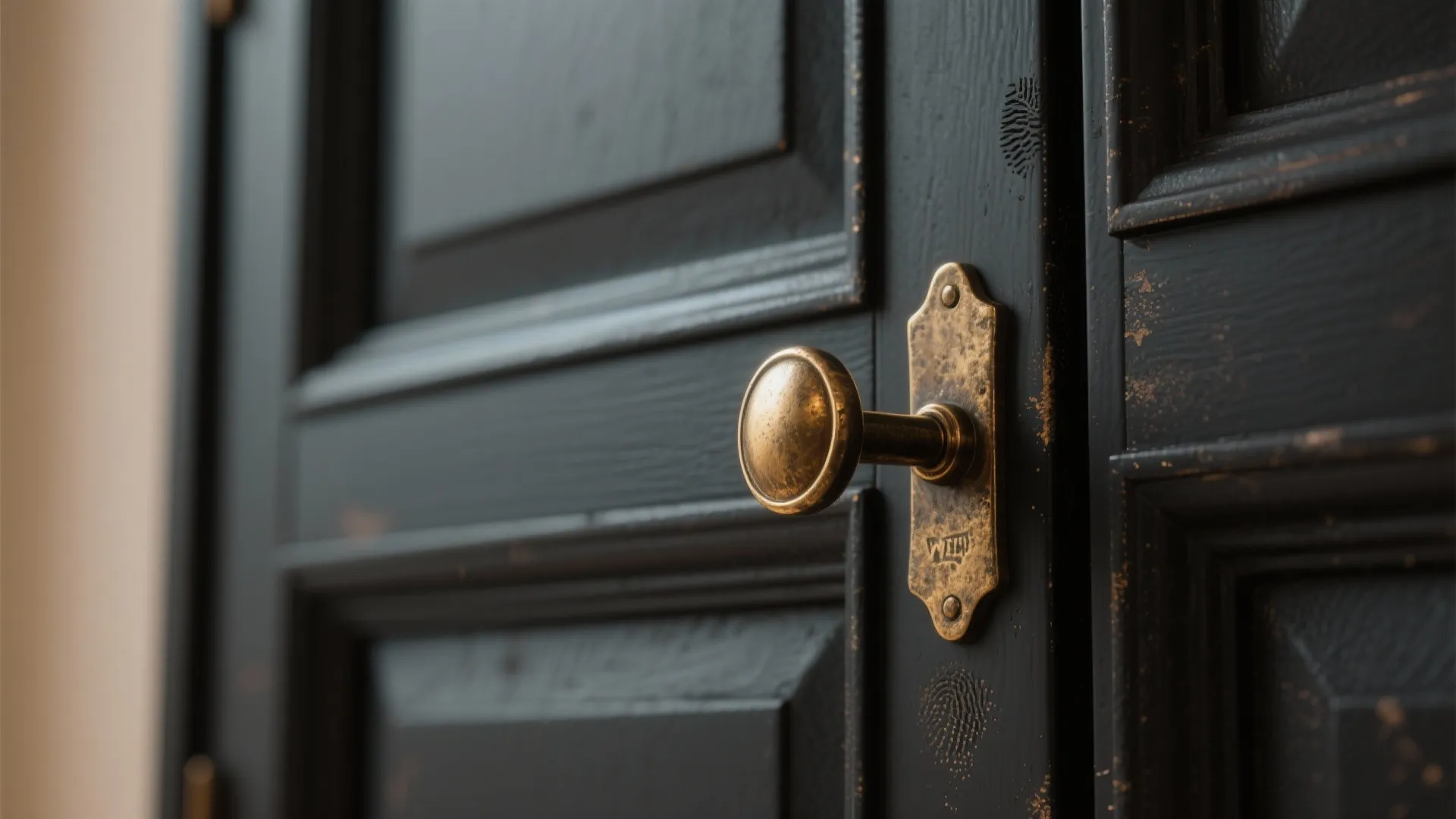 1. Matte black cabinets + aged brass handles for a warm, tactile look