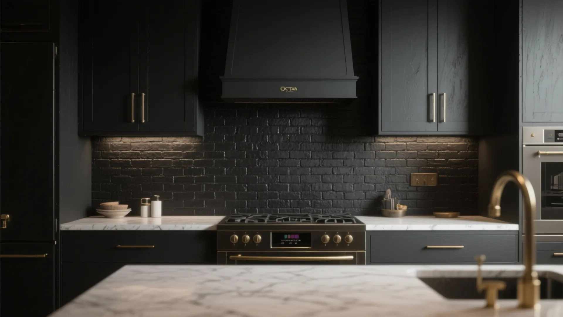 4. Painted matte black brick — drama with maintenance tradeoffs