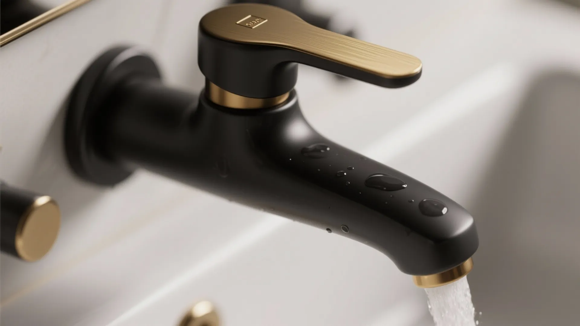 1. Matte black body with brushed gold handles