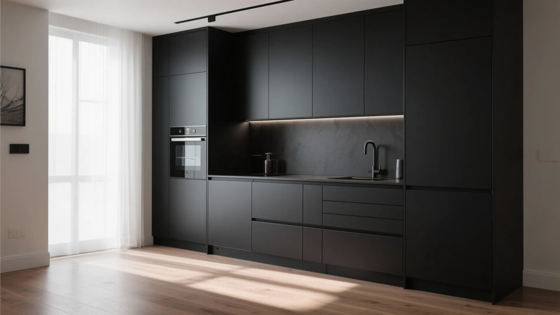 1. Matte Black Cabinetry