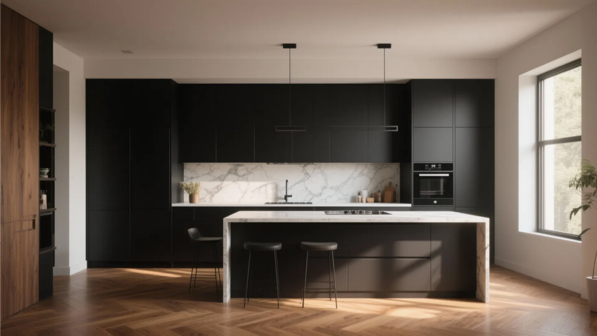 1. Matte Black Cabinets