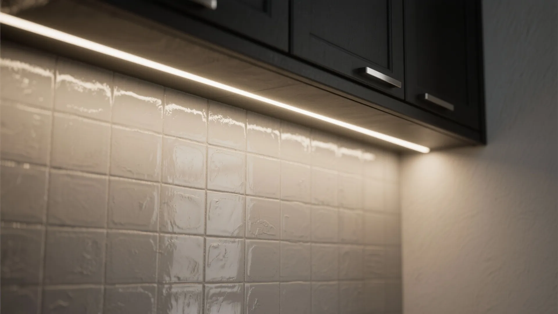 1. Matte Black Cabinets + Soft Grey Walls