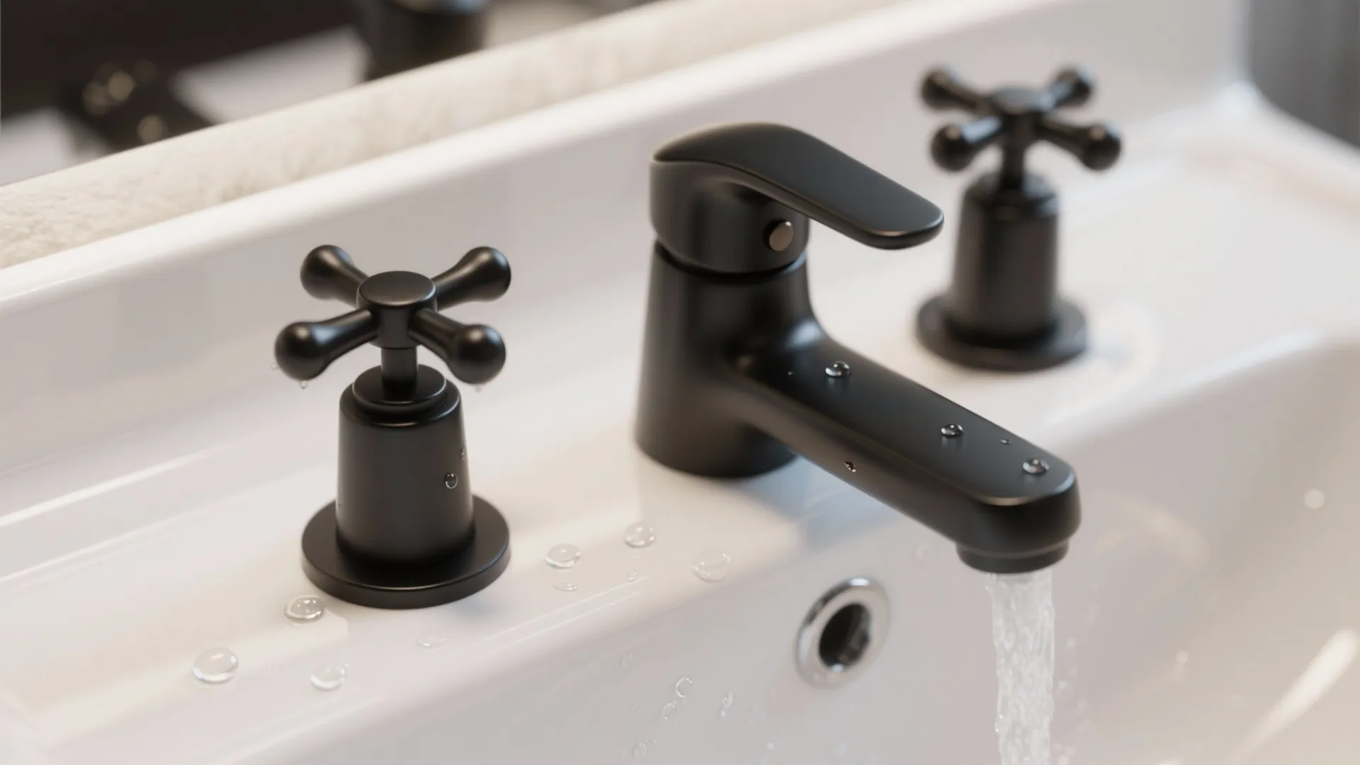 4. Matte black 4-inch centerset as a contrasting accent