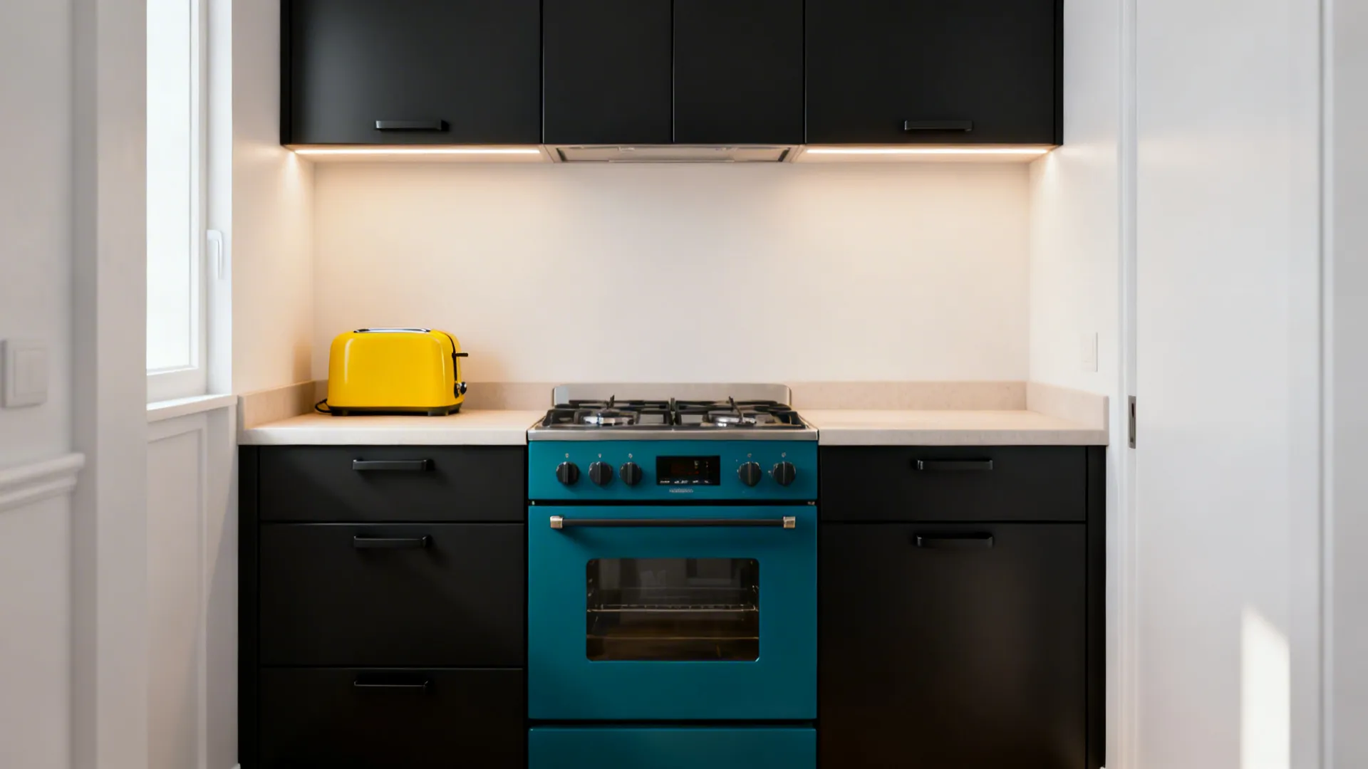 5) Matte Black with Color Pop Appliances