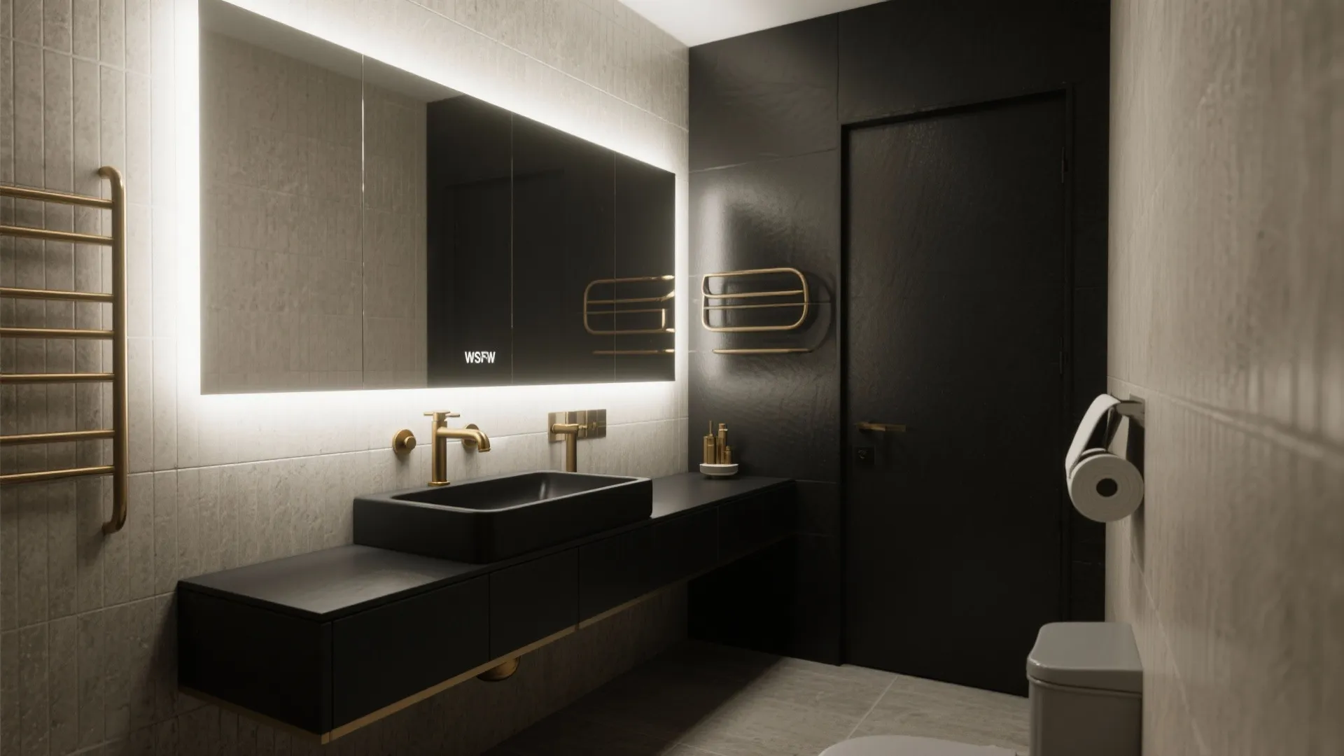 2. Matte black console sink for a modern edge