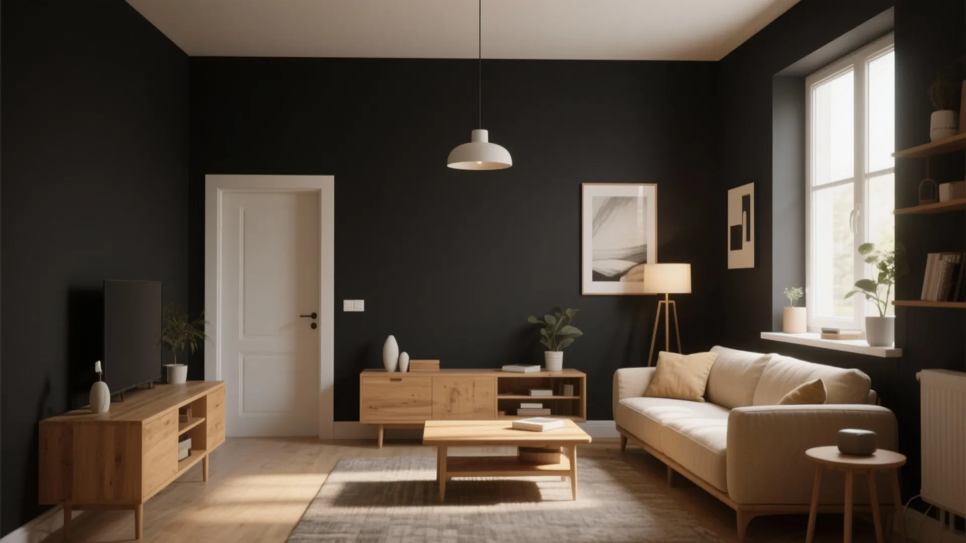 1. Matte Black Walls for a Cozy Feel