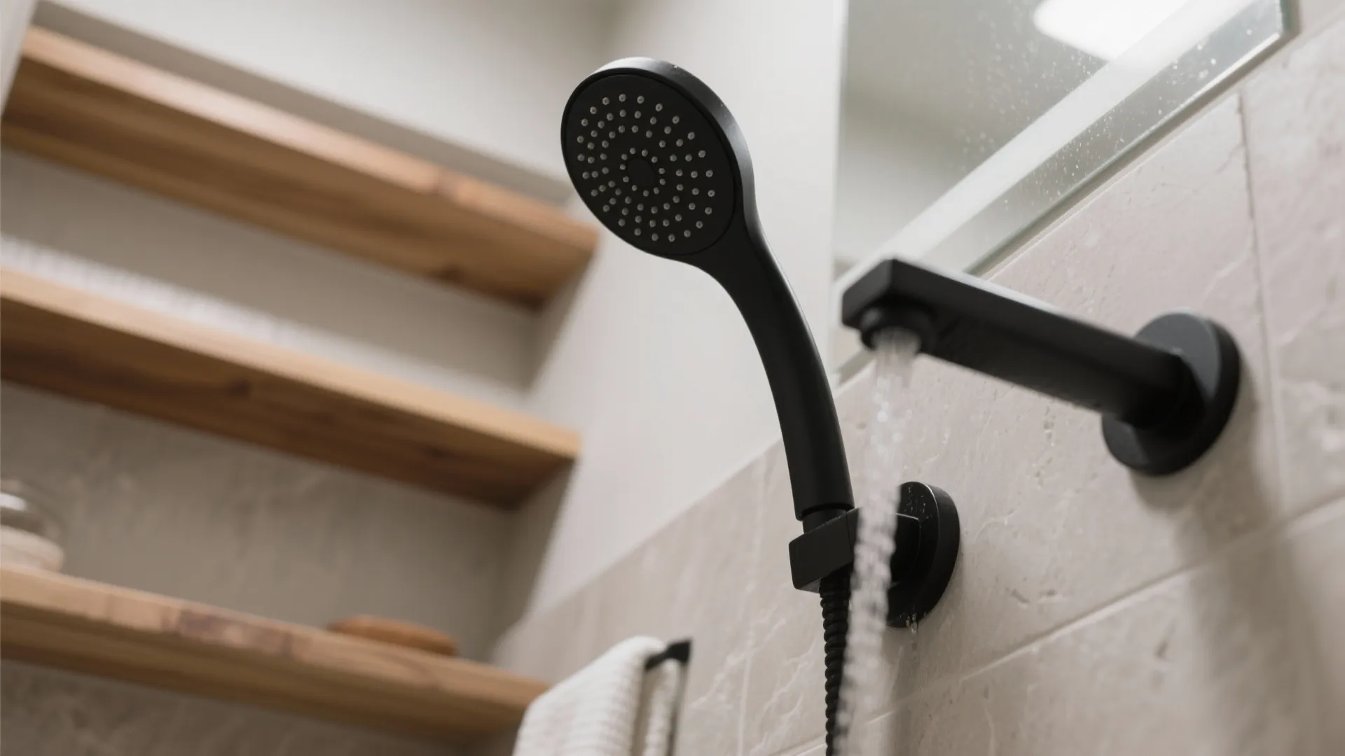 Matte black fixtures for modern contrast