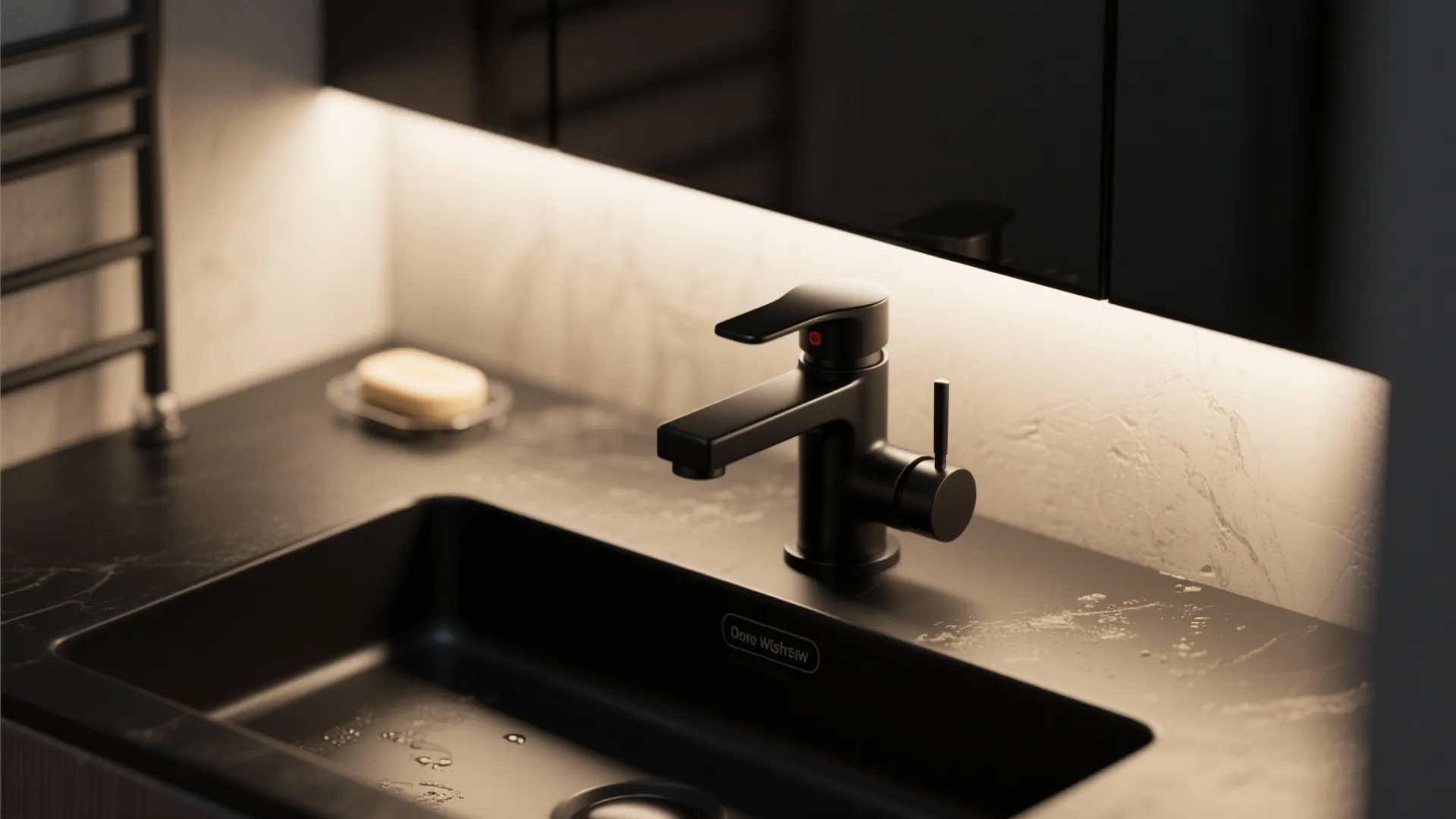 2. Matte Black Fixtures for Cohesion