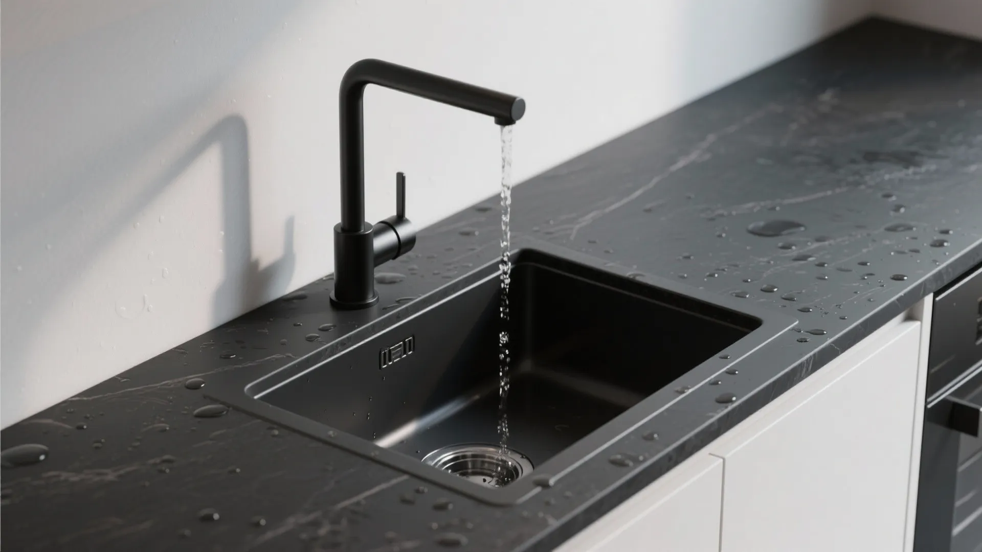 4. Matte black sinks and fixtures to tie the palette together