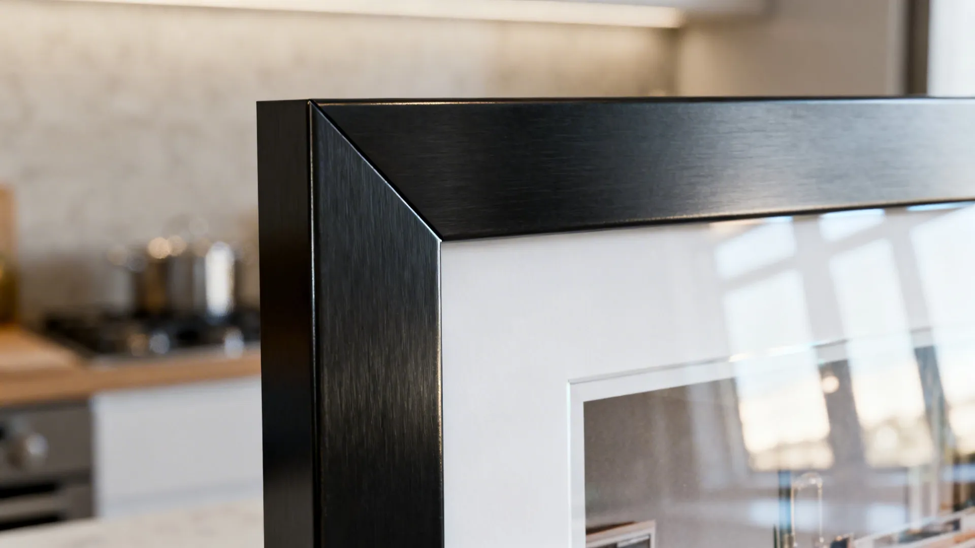 Minimal black frames with high-contrast mats