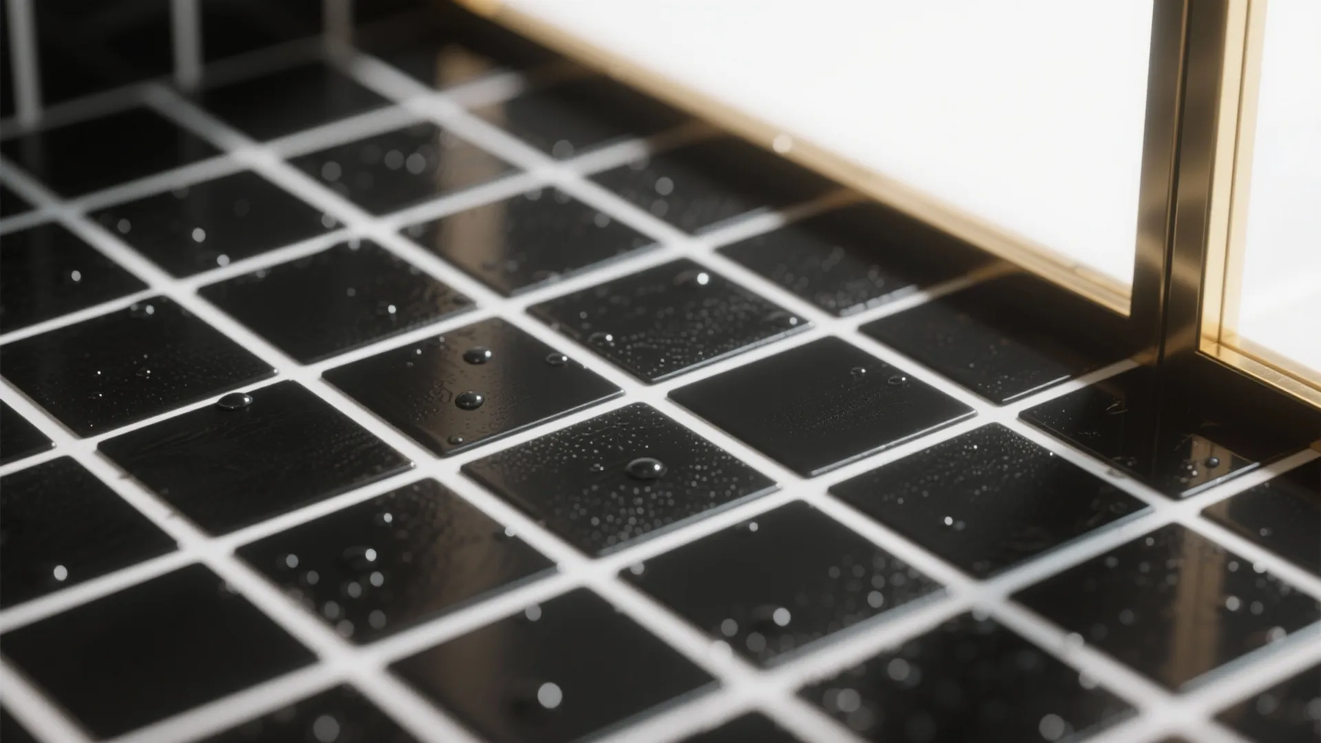 5. Matte black tiles with white grout for a modern drama