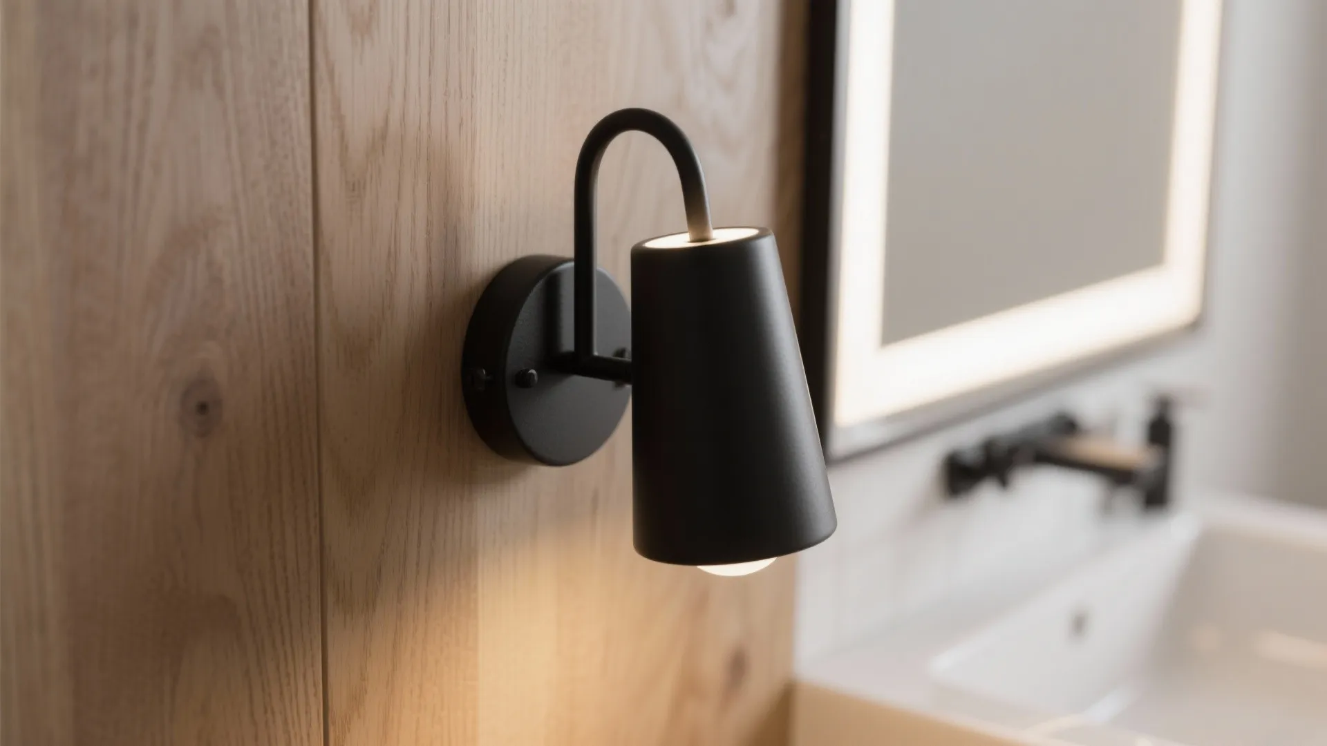 4. Matte black iron sconce with integrated LED