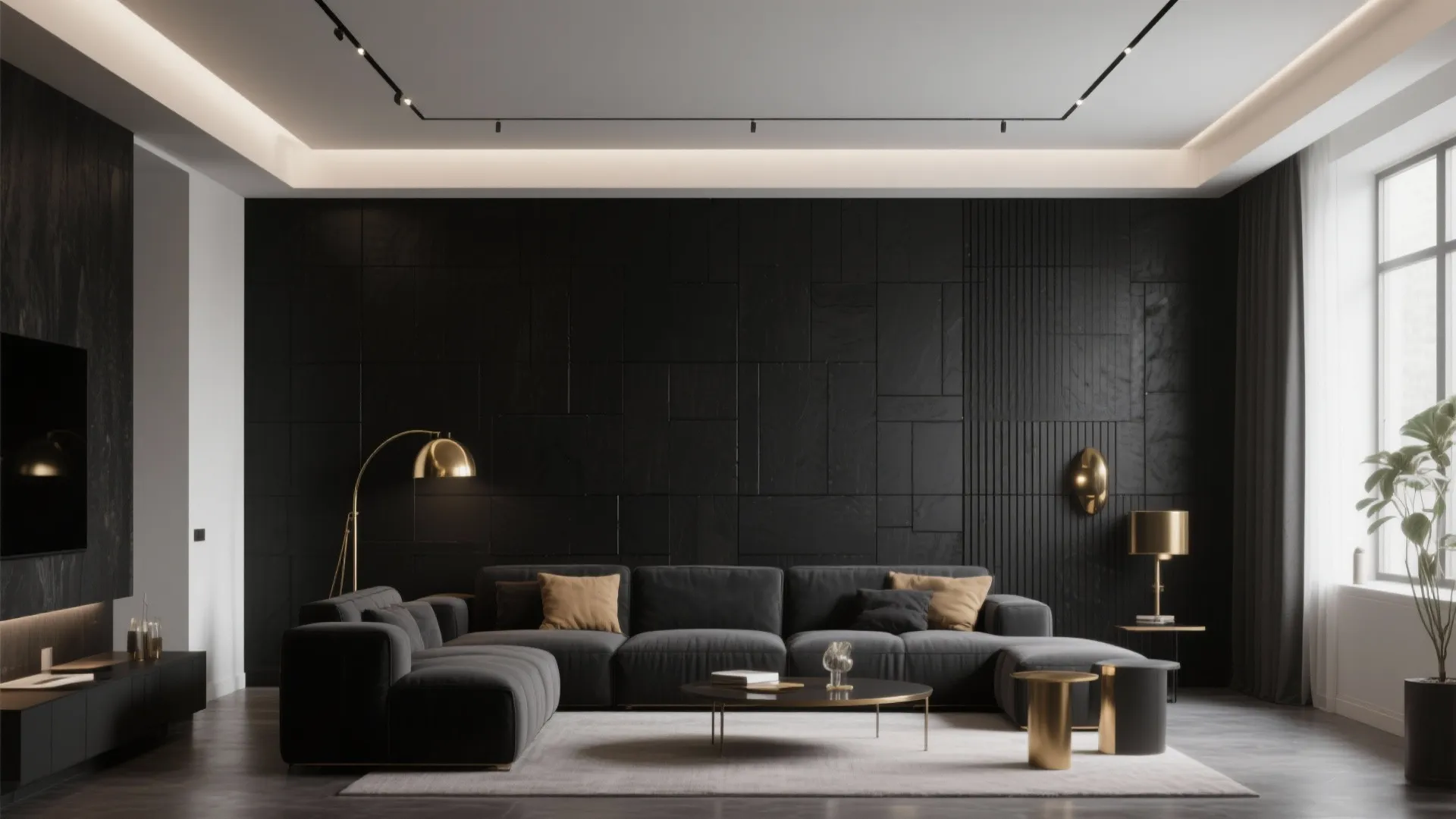 8. Minimalist Matte Black Pallet Feature