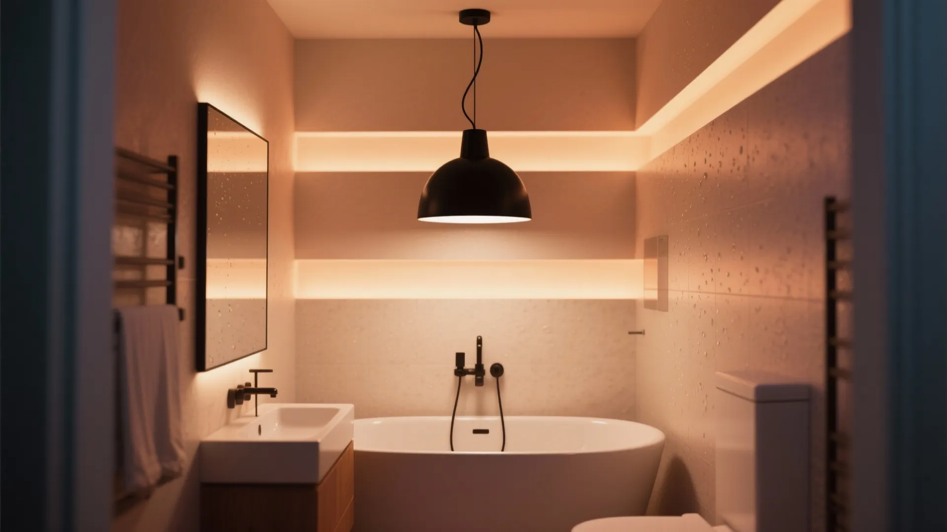 3. Statement Pendant Over Tub or Vanity