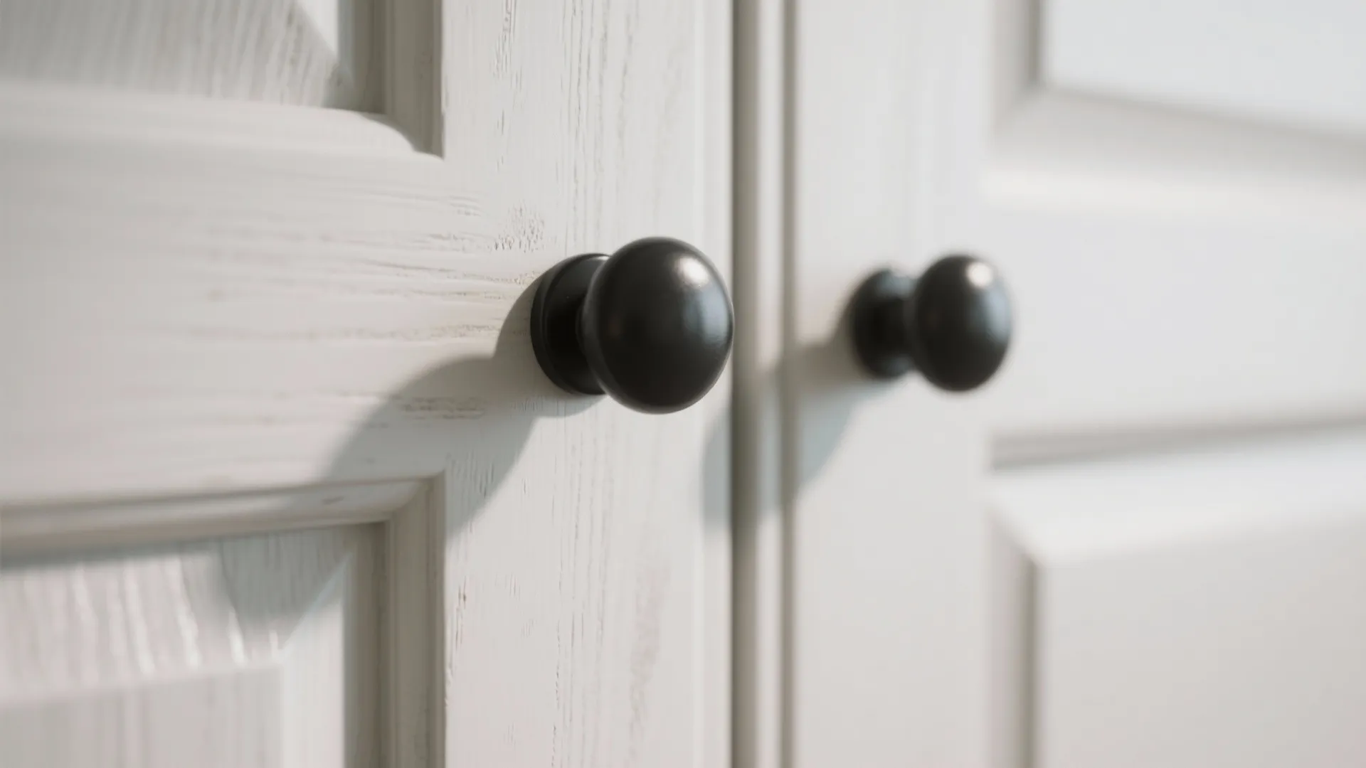 1. Matte Black Pulls on Shaker Cabinets