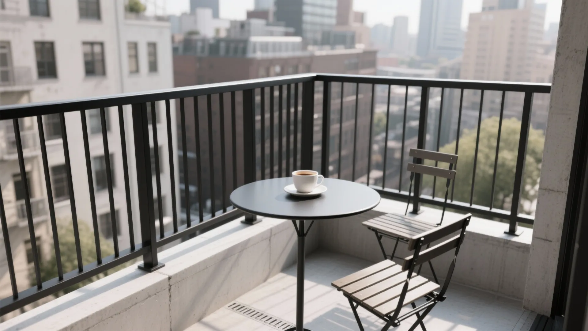 Slim-line Metal Railings in Matte Black