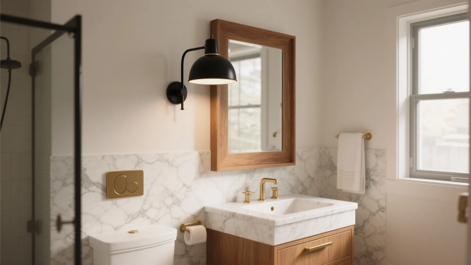 Matte Black Bathroom Sconce — 5 Bright Ideas: Small fixture, big impact: five creative ways to use a matte black bathroom sconce