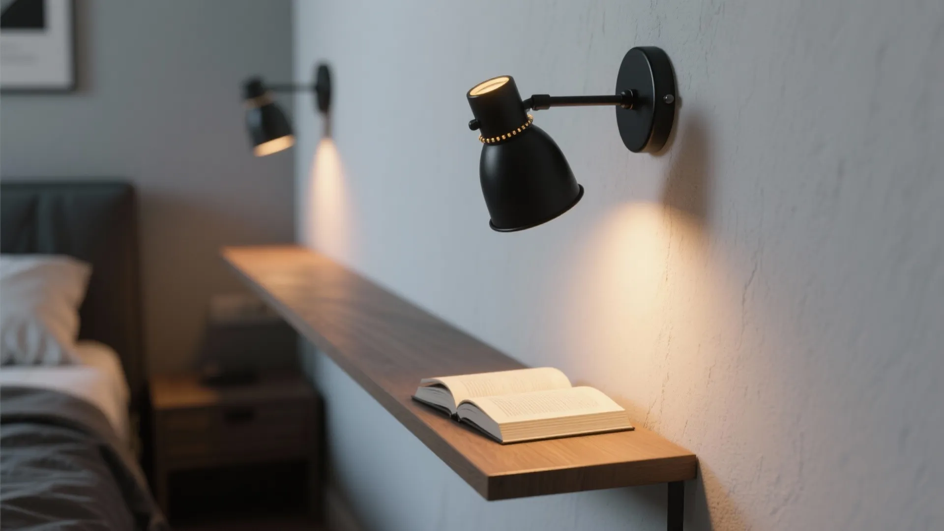 1. Matte black bedside sconces