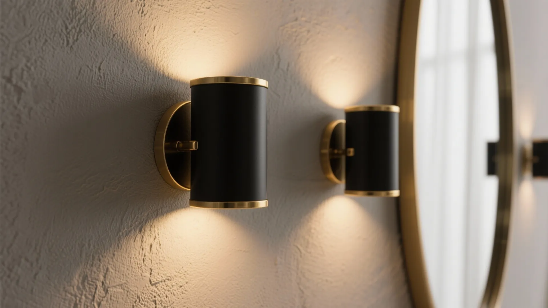 1. Matte Black Sconces with Gold Accents