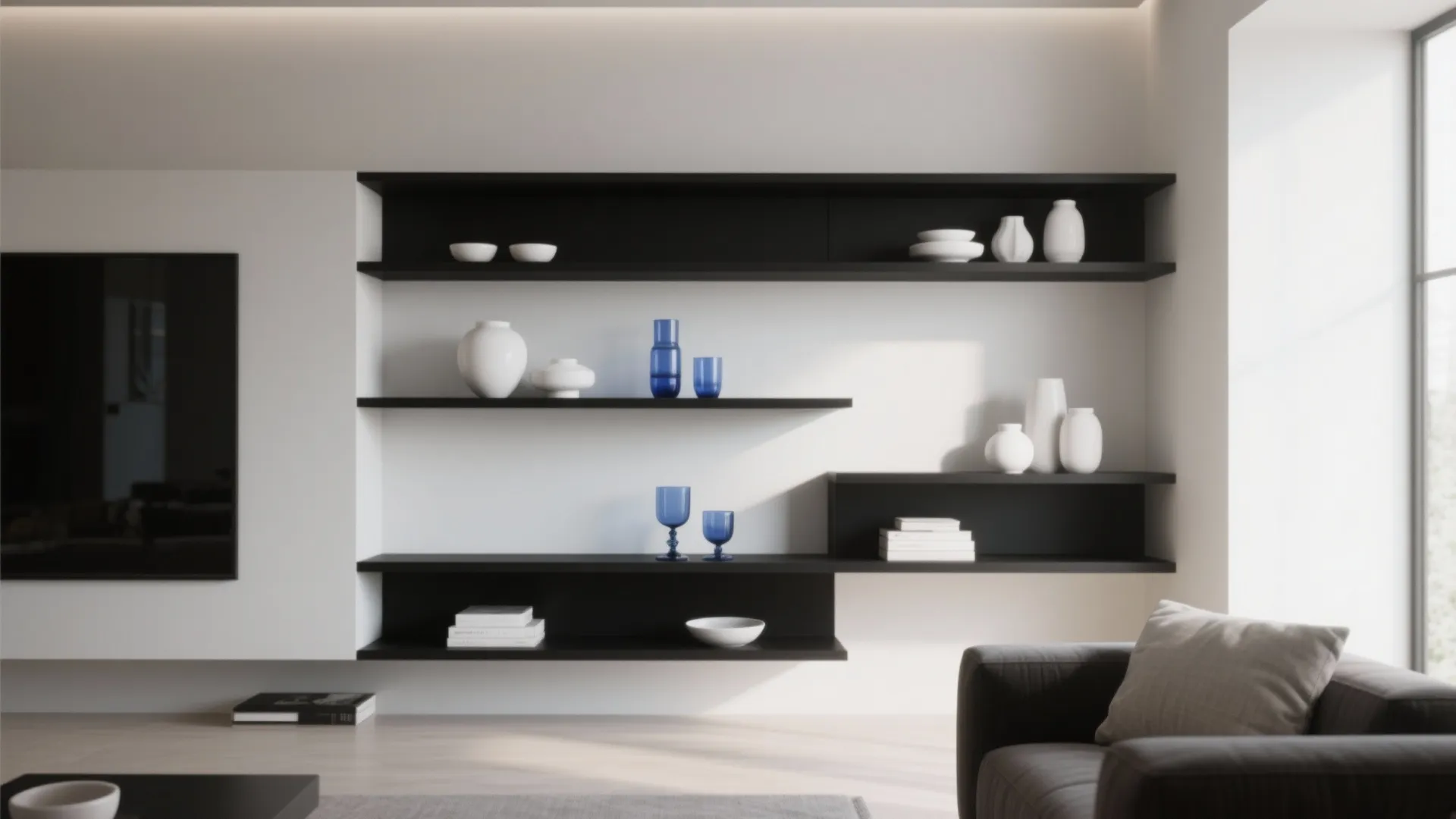 8. Matte Black Shelving