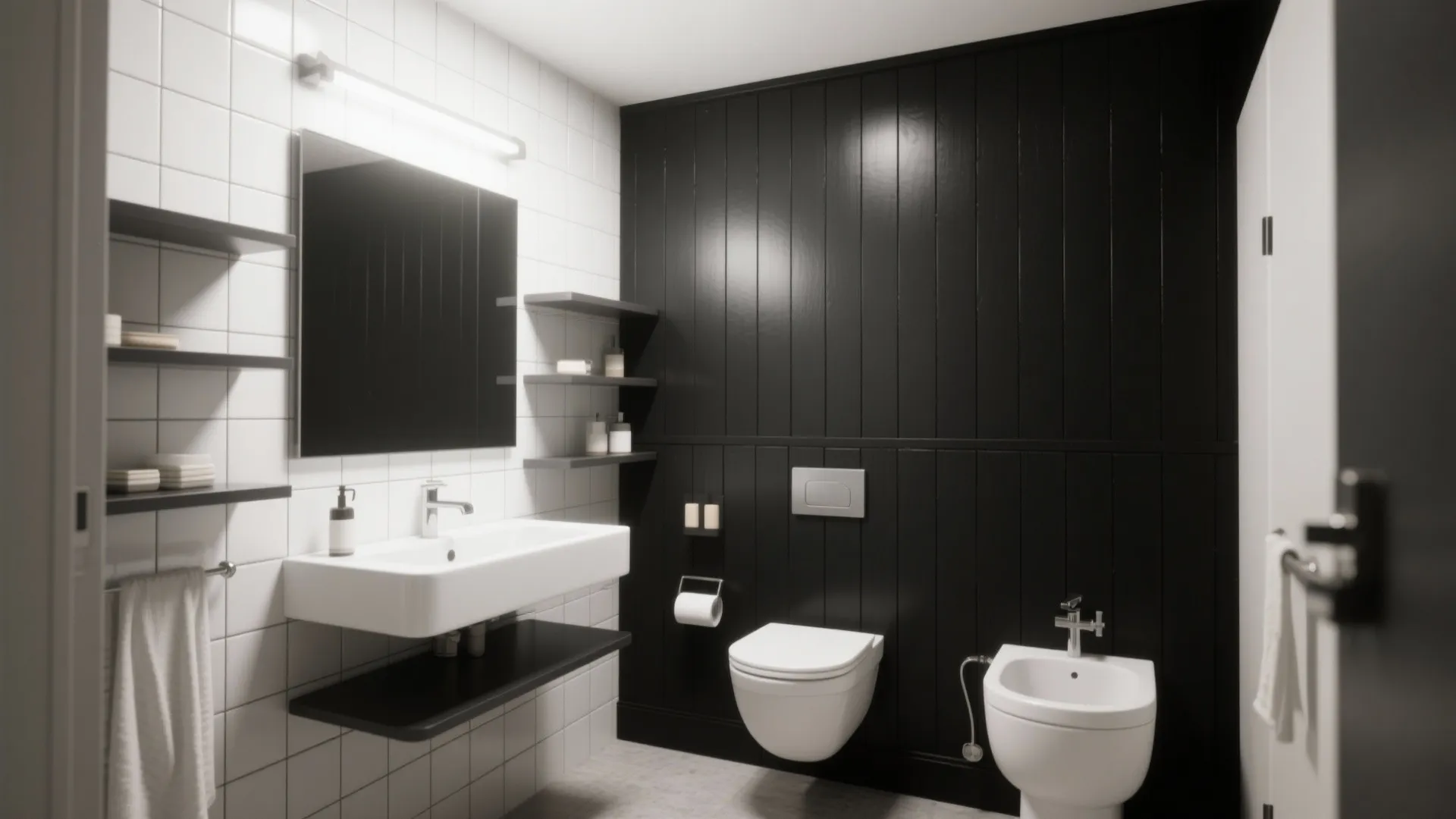 2. Matte Black Accent Wall