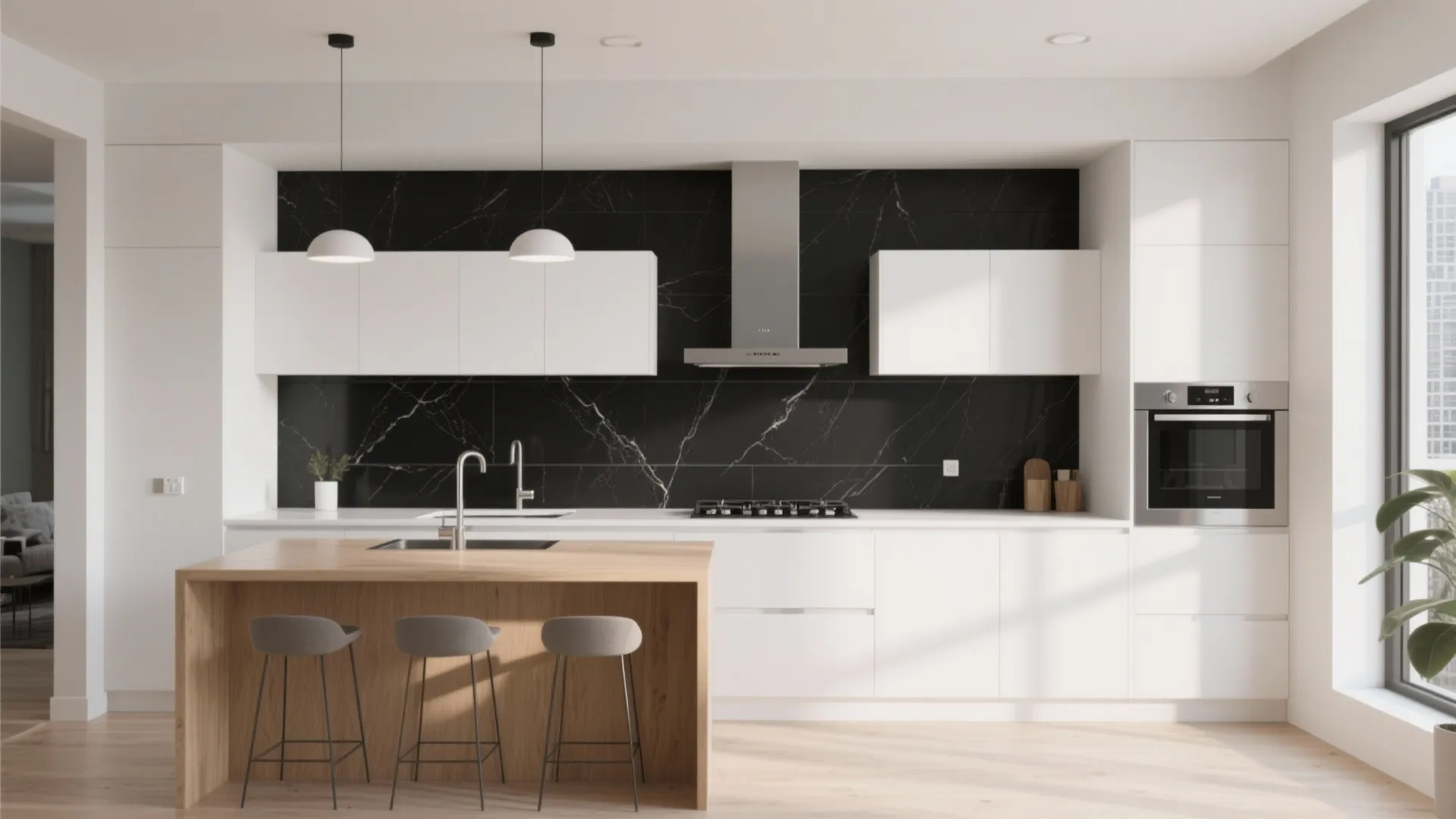 3. Matte Black Slabs for Modern Minimalism